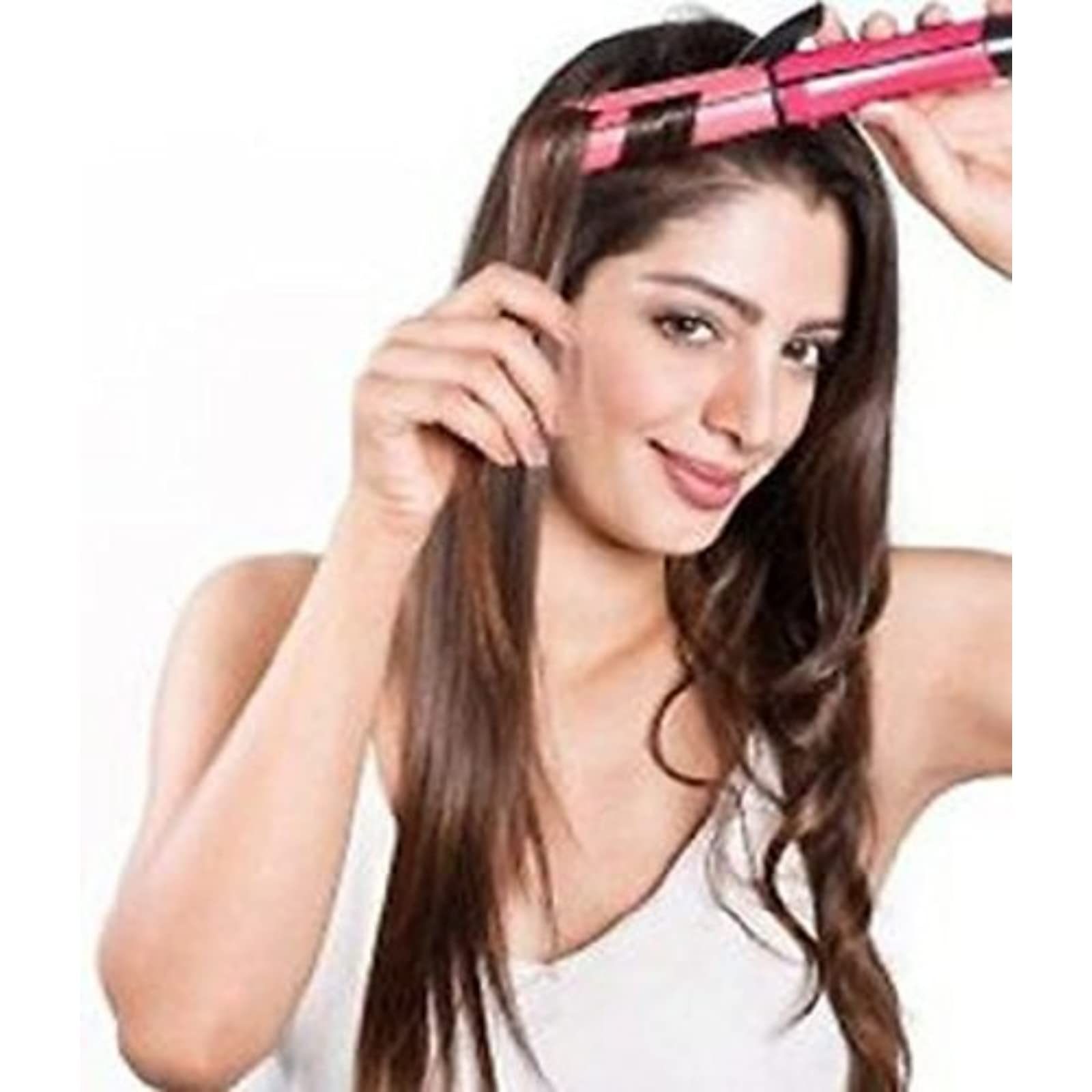 WONIRY 2 in 1 Hair Straightener and Curler Combo - Professional Ceramic Flat Iron & Curling Wand for Women (Pink) | Salon-Quality Styling for Home Use, Travel & Everyday Beauty