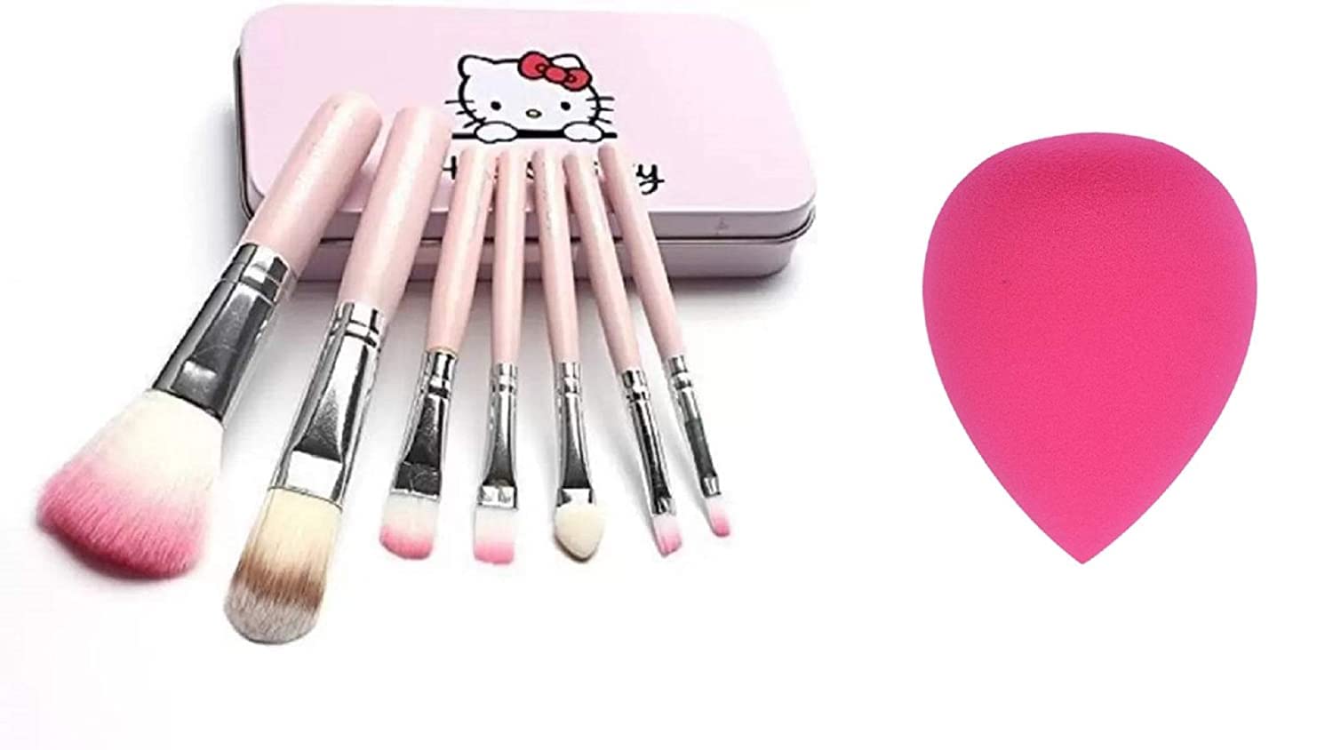 ENIVO 7-Piece Pink Makeup Brush Set with Beauty Blender - Soft Synthetic Bristles for Foundation, Blush, Eyeshadow & More - Perfect for Women & Girls, Travel & Professional Use (Pack of 8)