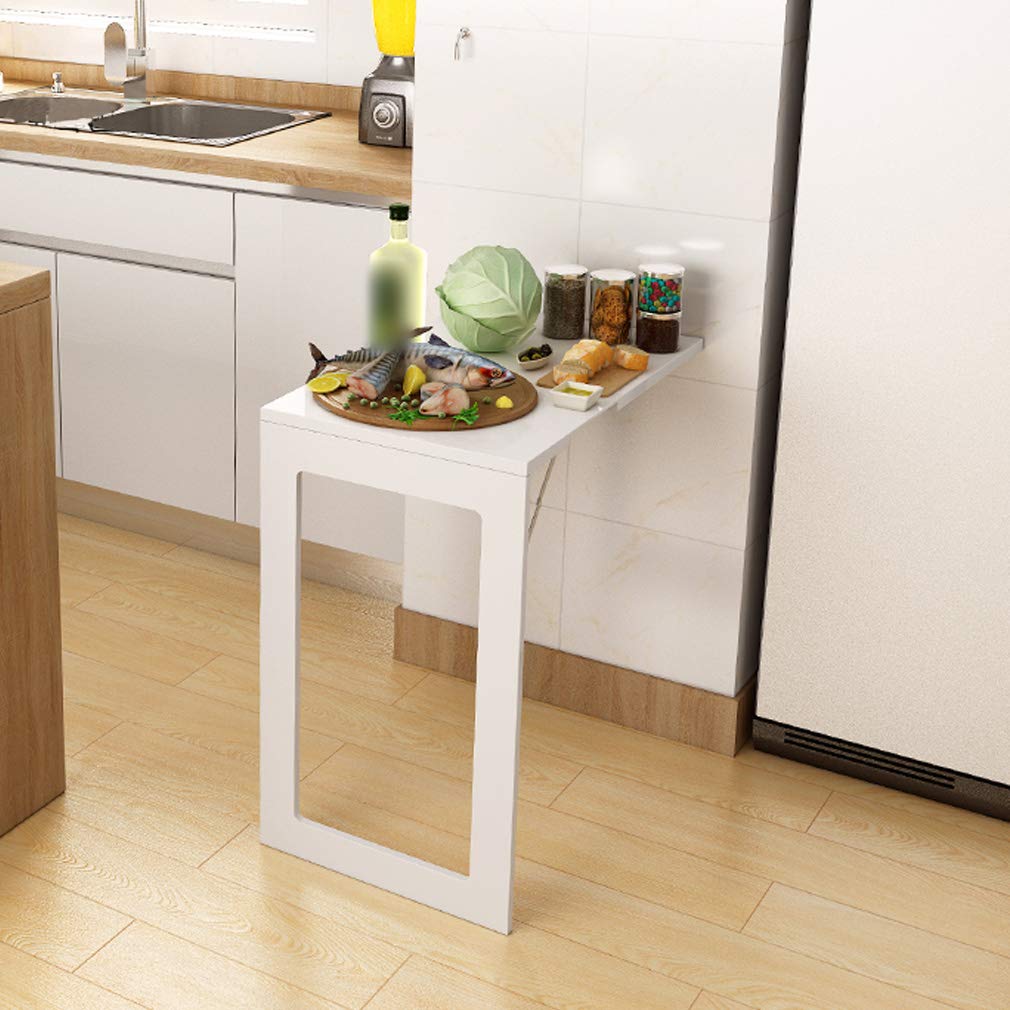 Floating Wall Mounted Folding Table - Invisible Space Saving Workbench, Laptop Desk, Kitchen Dining Table with Convertible Chalkboard & Photo Frame - White | Perfect for Small Apartments, Home Office & Kitchen Use