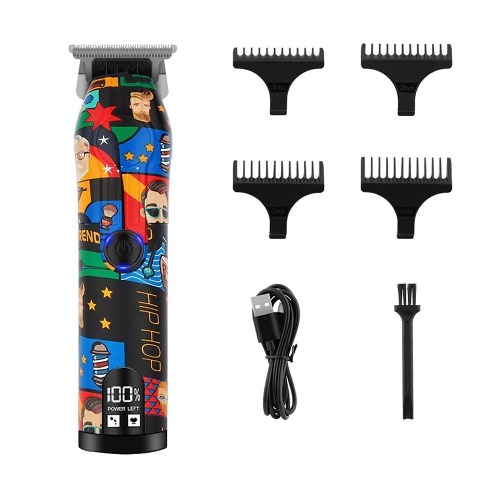 Rechargeable Cordless Electric Hair Clippers for Men - Graffiti Design 2-Piece Set, Professional Hair Trimmer & Shaver Kit | Perfect for Home Grooming, Barber Shops & Travel