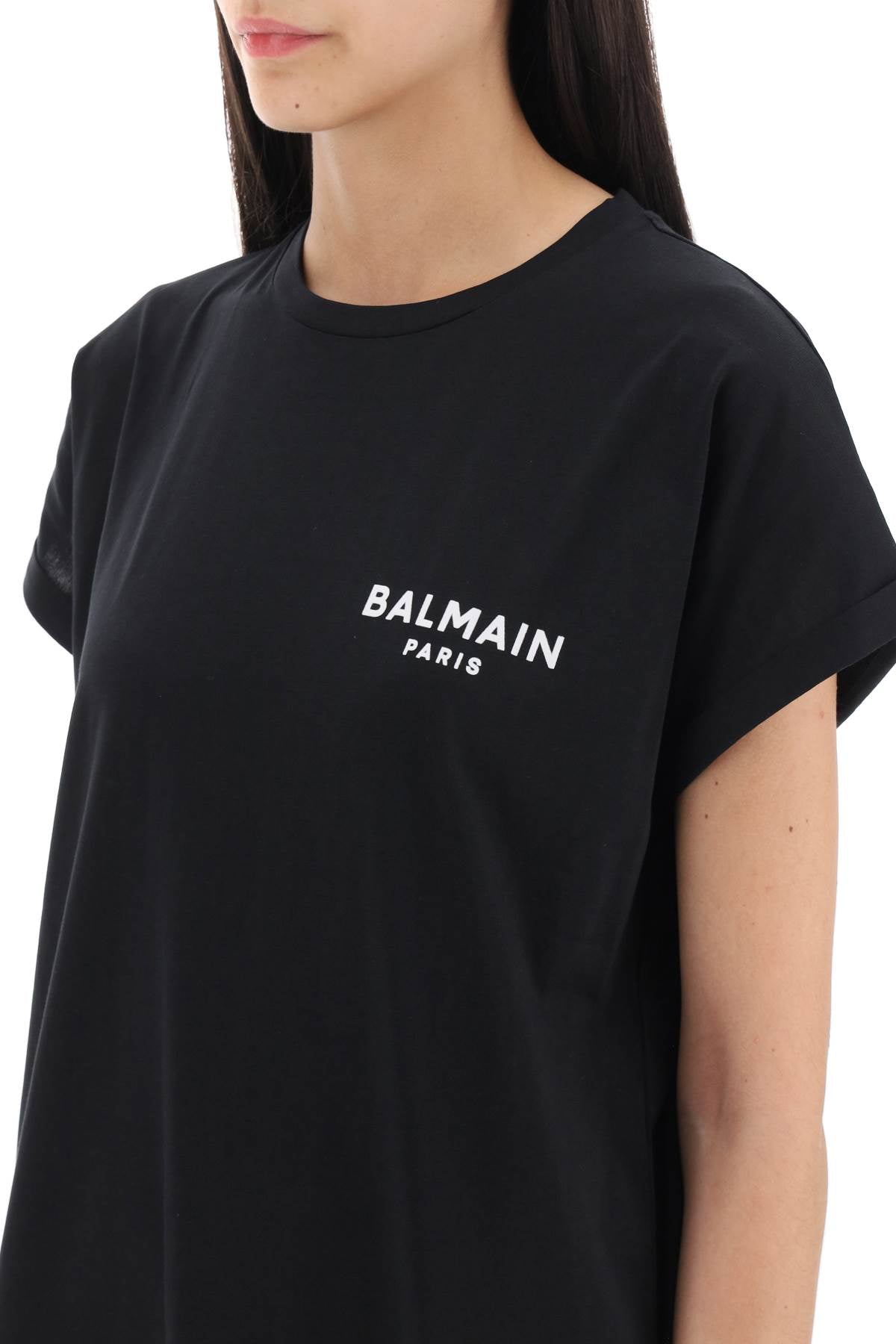 Balmain Flocked Logo Print T-Shirt for Men - Stylish Casual & Streetwear Outfits