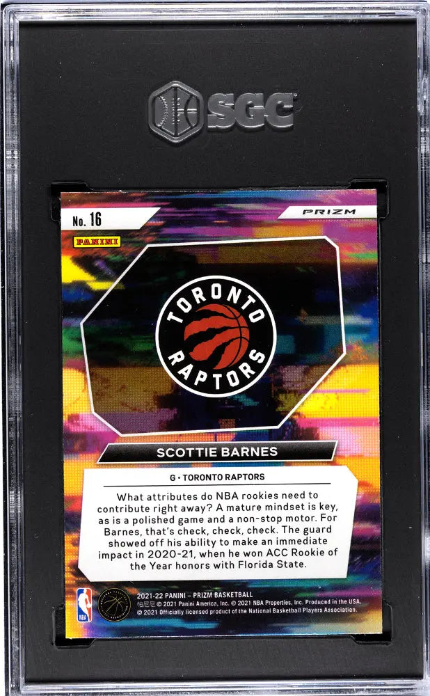 2021-22 Panini Prizm Scottie Barnes Rookie Card Instant Impact Silver Prizm SGC 9.5 #16 - Perfect for Basketball Card Collectors and NBA Memorabilia Enthusiasts