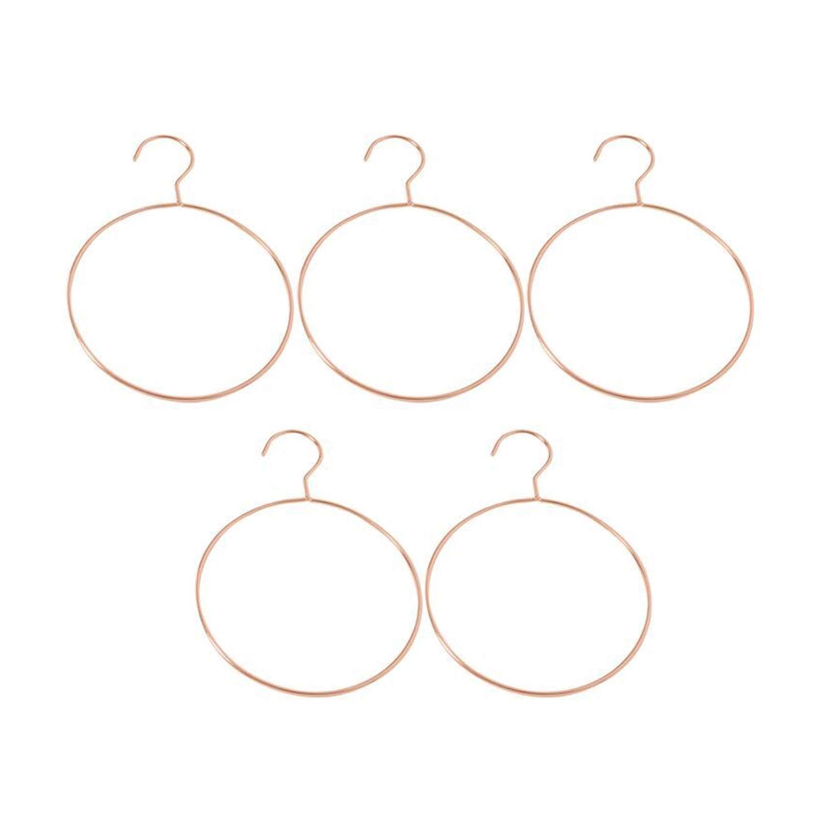 5-Pack Rose Gold Metal Wall Hangers - Space Saving Round Clothes Hangers for Wardrobe, Scarf & Accessory Organization - Durable Iron Hanging Racks for Bedroom, Closet & Laundry Room Storage Solutions