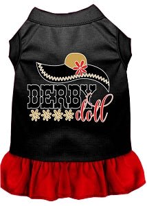 Stylish Derby Doll Screen Print Dog Dress - Multiple Colors for Small & Medium Dogs - Perfect for Parties & Special Occasions