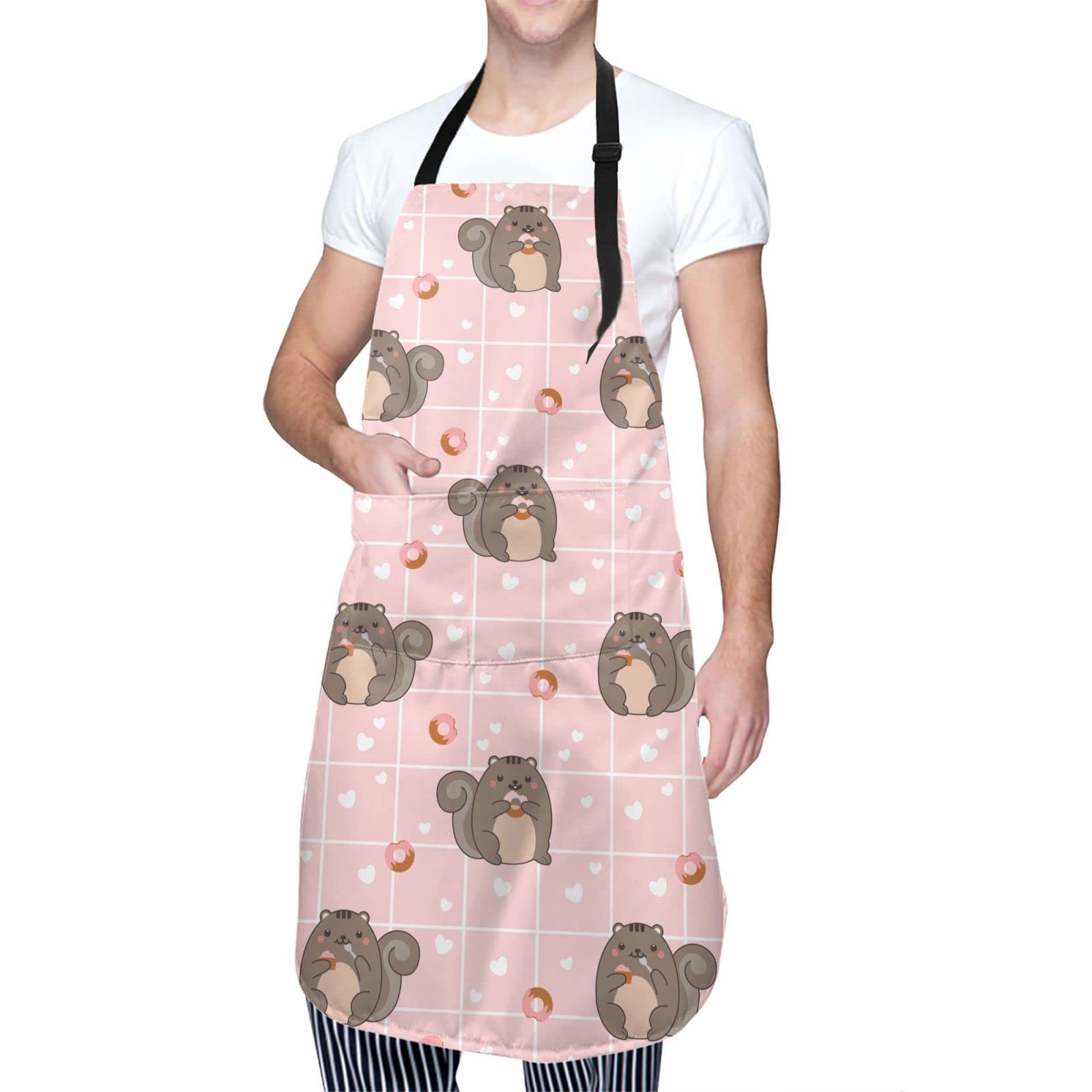Chuby Squirrel Apron - Adjustable Waterproof Kitchen Apron with Pockets for Cooking & Gardening