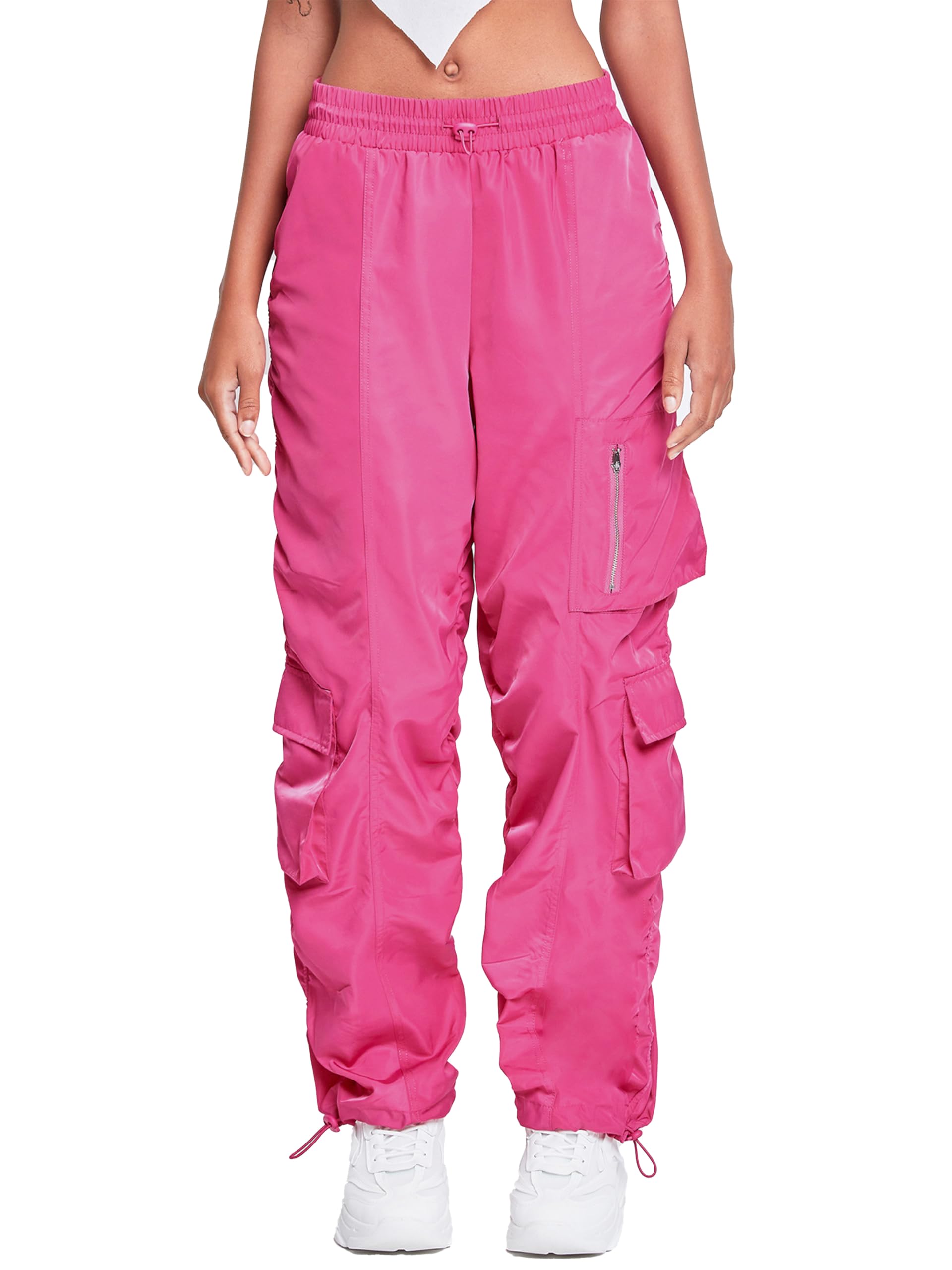 YMI Women's Stretch Nylon Cargo Joggers - High Waisted Athletic Tapered Pants with Side Pockets for Running, Hiking & Casual Wear