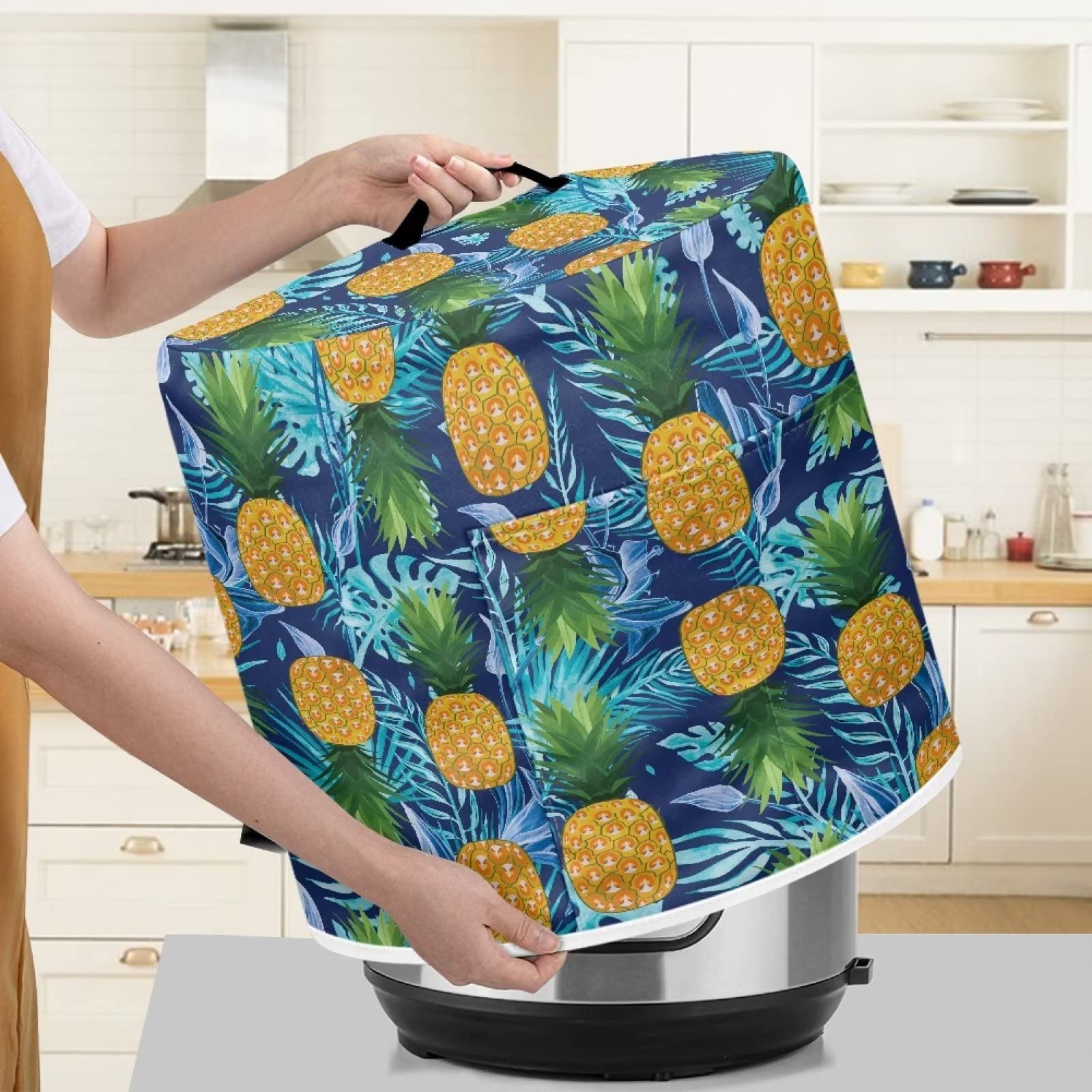 Pineapple Kitchen Appliance Cover for 3 qt Pressure Cooker - Small Dust Protector for Electric Pressure Cooker, Air Fryer, Rice Cooker, Steamer, Toaster & Oven - Washable & Reusable - Perfect for Kitchen Countertop Organization & Appliance Protection