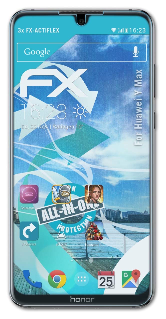 Huawei Y Max Screen Protector - 3 Pack Ultra Clear Flexible Film FX Screen Protector for Scratch & Impact Protection - Perfect for Work, Travel & Outdoor Activities