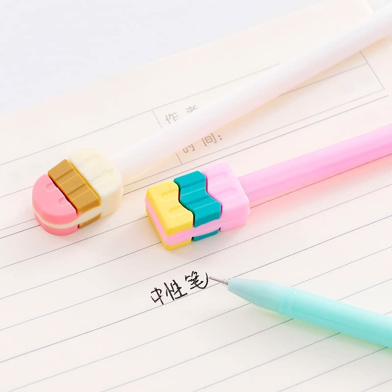 32-Piece Cute Cartoon Black Gel Ink Pens - 0.5mm Fine Tip Ice Cream Design Writing Pens for School, Office & Home - Assorted Styles Stationery Gift for Kids, Students (Perfect for Birthday Presents, Note Taking & Creative Journaling)