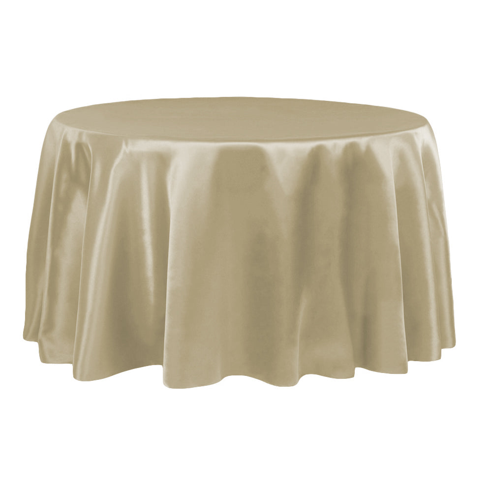 Elegant 120-Inch Round Satin Tablecloth in Taupe - Perfect for Weddings, Banquets, and Formal Dining Events