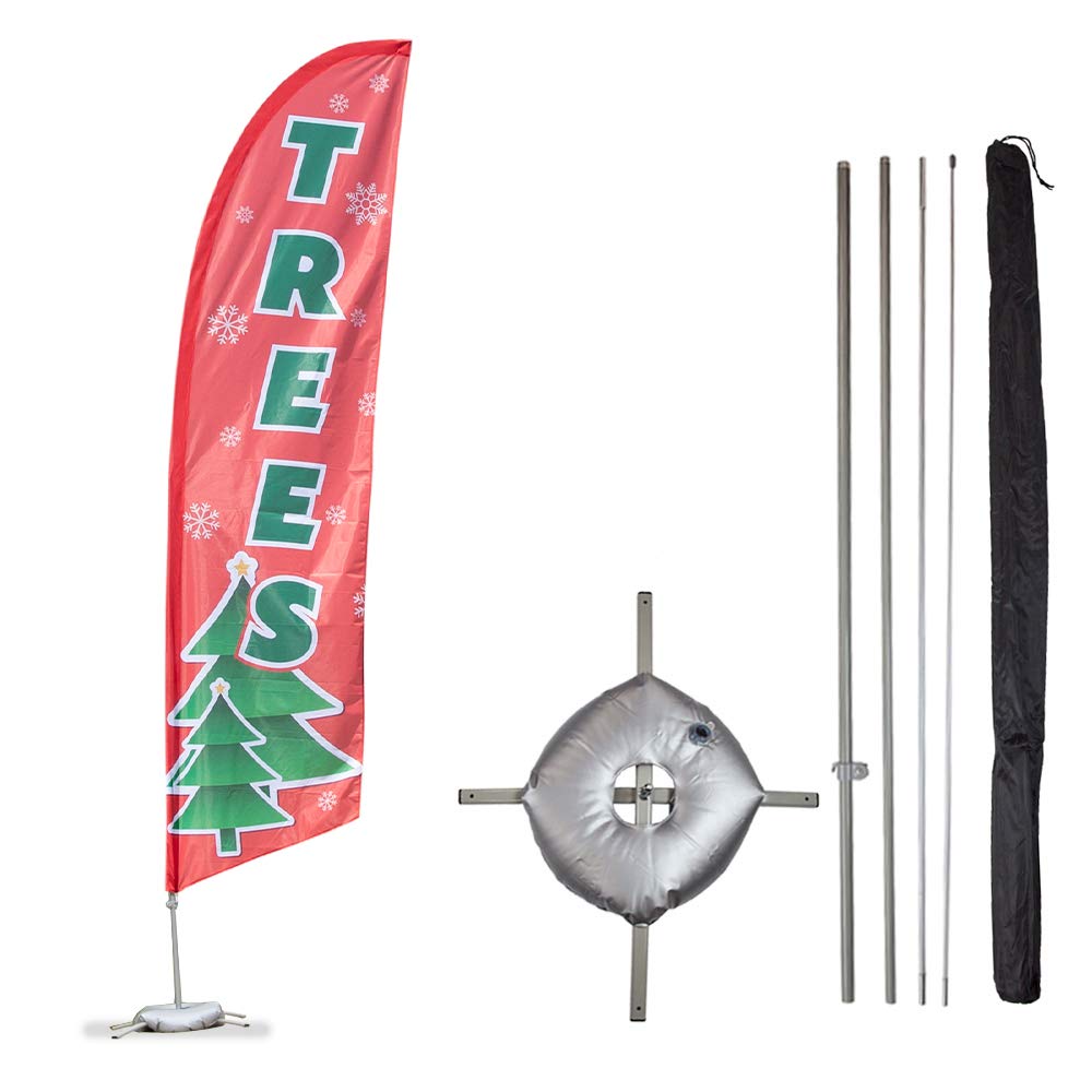 Vispronet 13.5ft Christmas Tree Feather Flag Kit with Complete Pole Set, Cross Base & Weight Bag - Premium Outdoor Advertising for Businesses, Storefronts & Seasonal Sales - Made in USA - Perfect for Holiday Decorations, Retail Promotions & Festive Events