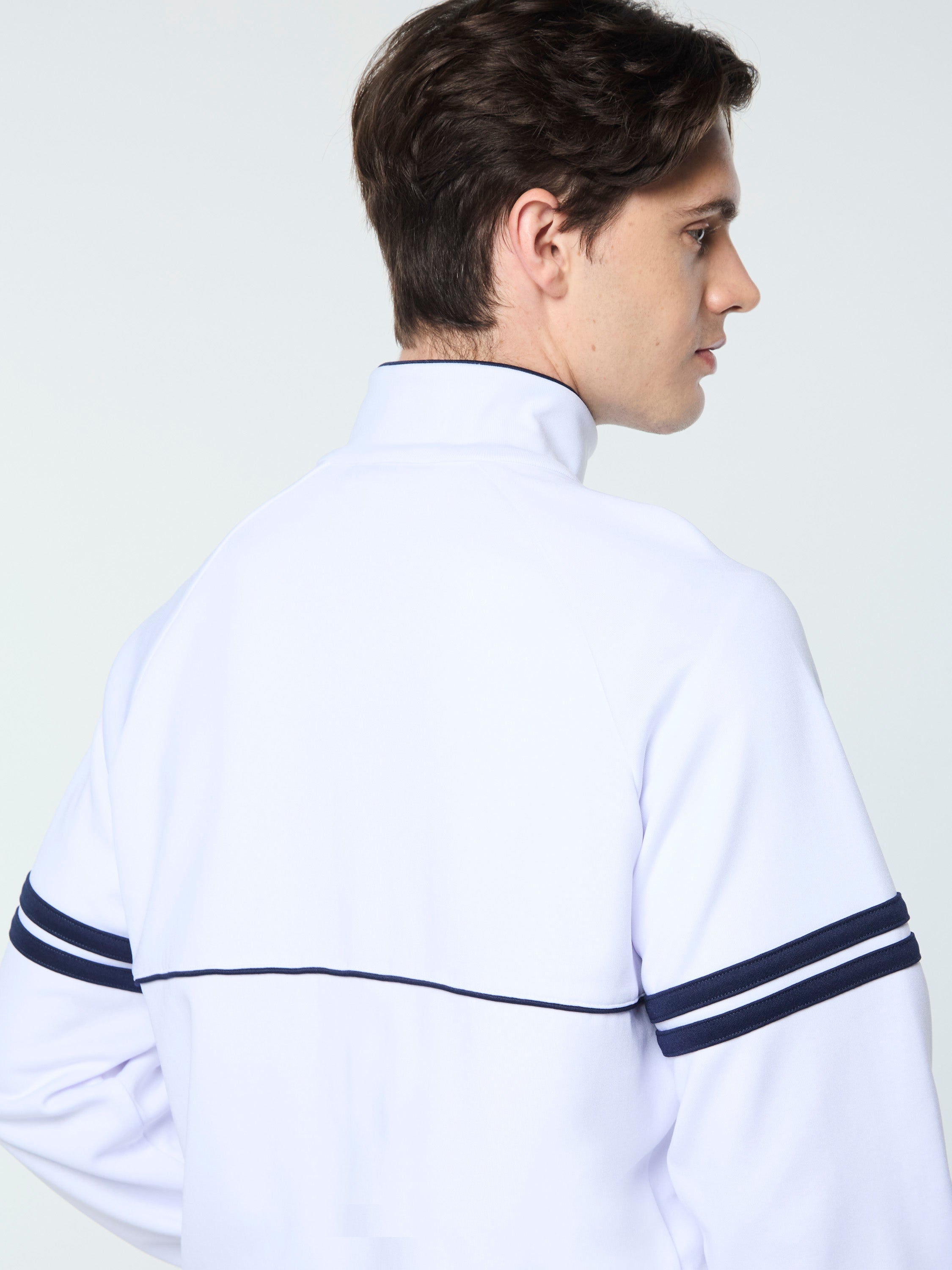 Orion Davis Track Jacket - White & Maritime Blue Athletic Running Jacket for Men | Lightweight Windbreaker for Jogging, Gym & Outdoor Sports