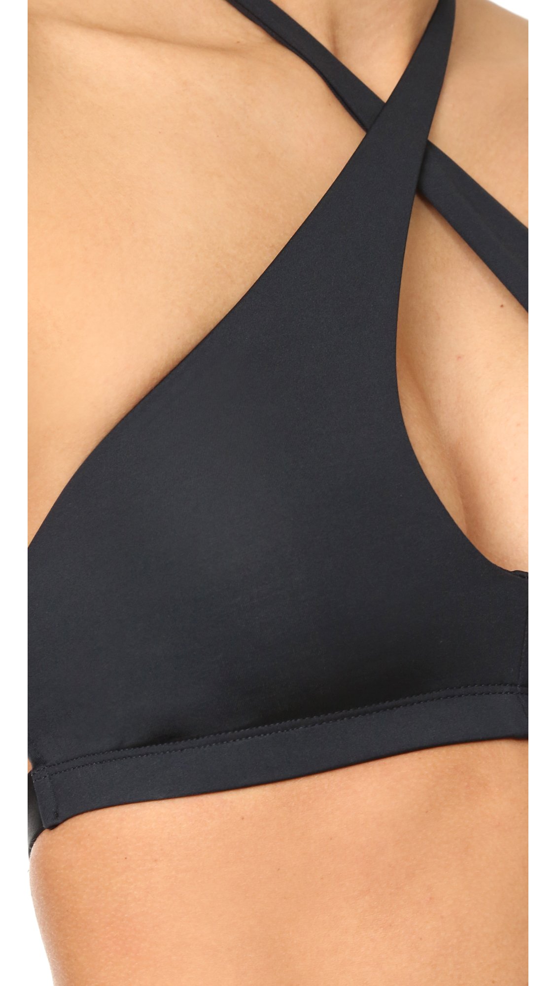 Vitamin A Women's Black Ecolux Camila Cross Neck Halter Bikini Top - Eco-Friendly Swimwear for Beach, Pool & Summer Vacations