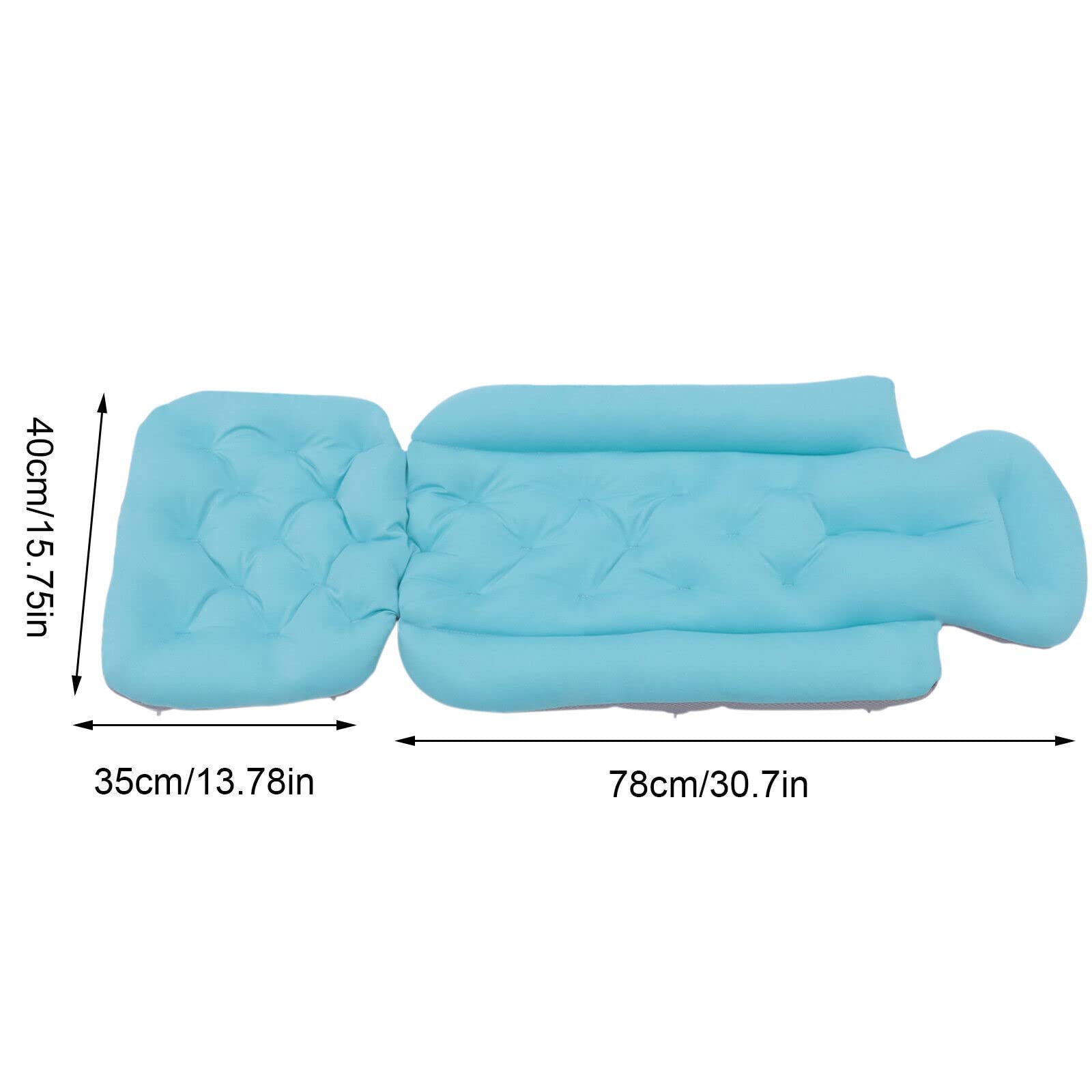 Full Body Bath Pillow with 10 Suction Cups - Non Slip Bathtub Cushion for Neck & Back Support - Spa Relaxation for Adults in Tub or Shower (Perfect for Stress Relief & Luxury Bath Time)