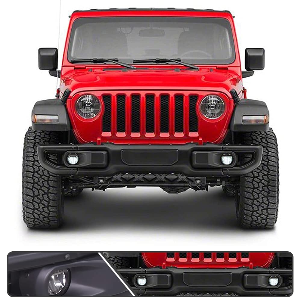 2Pcs LED Fog Lights for Jeep Wrangler JK JL & Gladiator JT - OEM Replacement Fog Lamps - Bright White 6000K - Waterproof & Durable - Perfect for Off-Roading, Night Driving & Foggy Conditions
