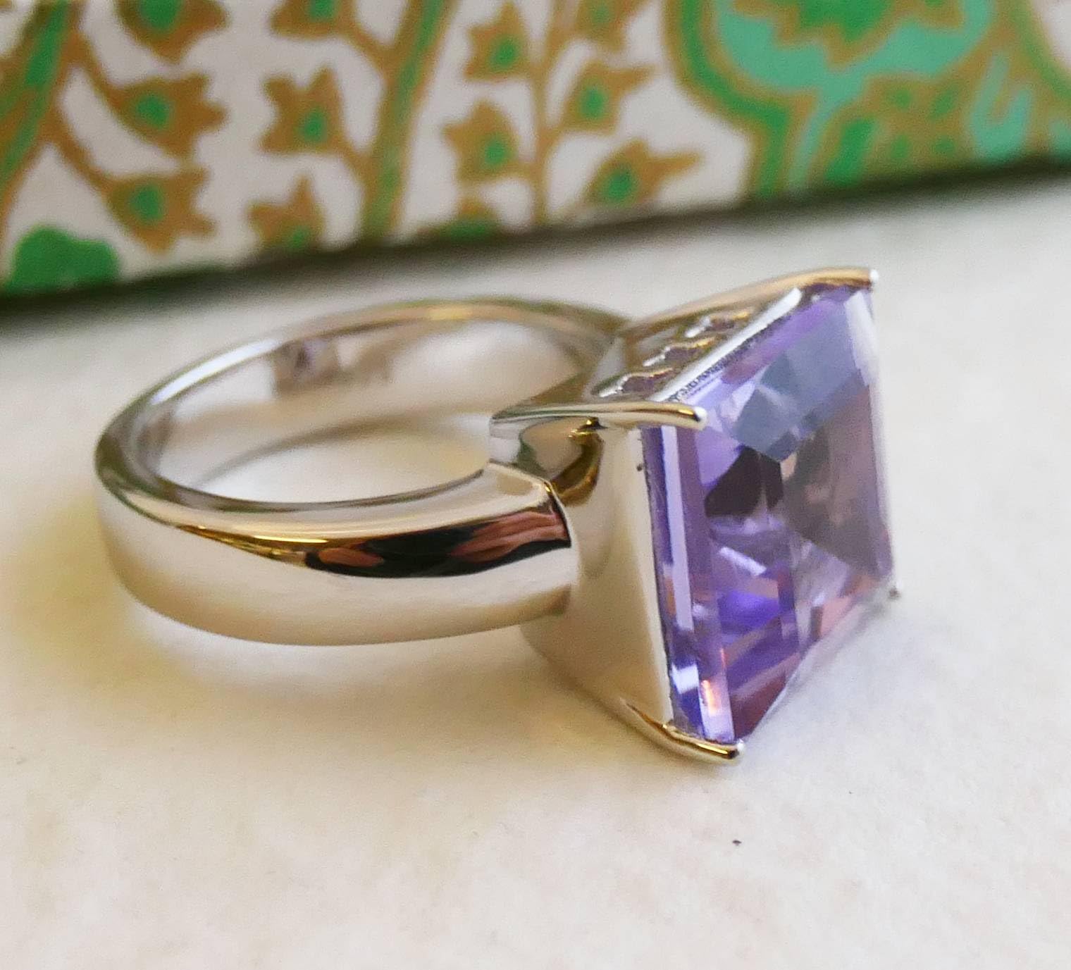 Natural Amethyst Princess Cut Sterling Silver Ring - February Birthstone Jewelry for Women - Handmade Gemstone Gift for Birthday, Christmas & Special Occasions - Perfect for Everyday Wear & Elegant Events (Size 8)