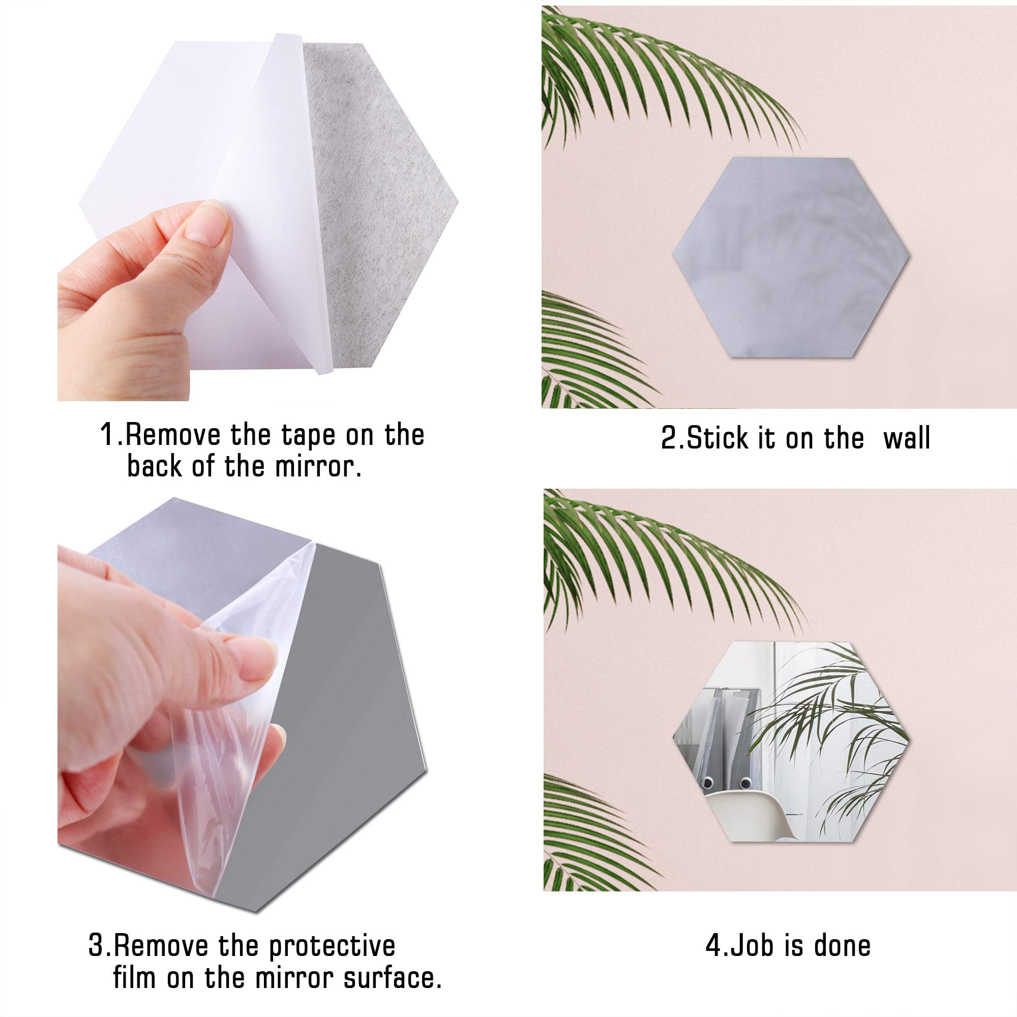 36PCS Removable Acrylic Mirror Wall Decals - Silver Hexagon Wall Stickers for DIY Home Decor | 3D Self-Adhesive Hexagonal Mirror Tiles | Perfect for Bedroom, Living Room, Bathroom & Sitting Room Wall Art Decoration