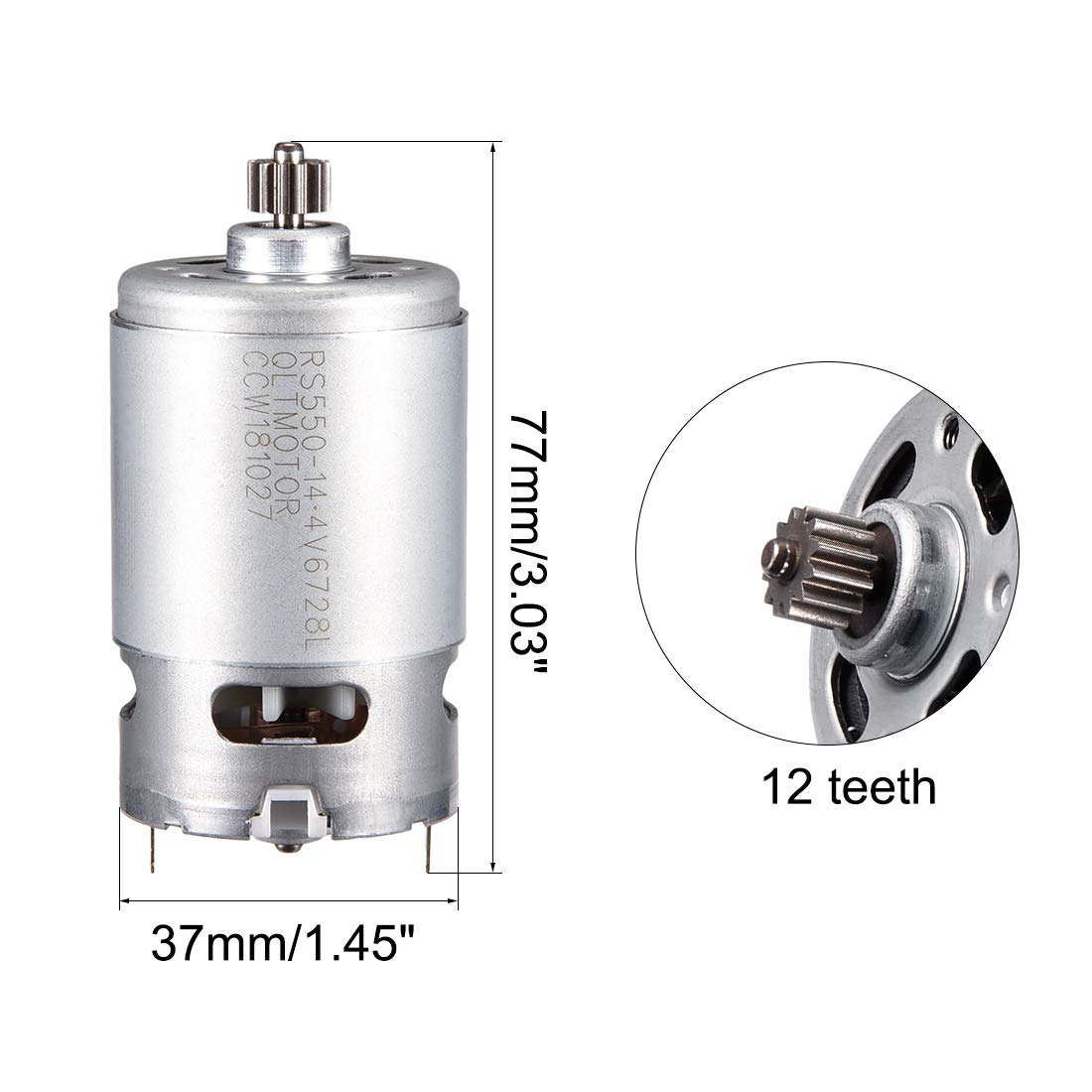 uxcell DC 14.4V 20000RPM High Speed Electric Gear Motor with 12 Teeth - Perfect for Cordless Screwdrivers, Power Tools, and DIY Projects