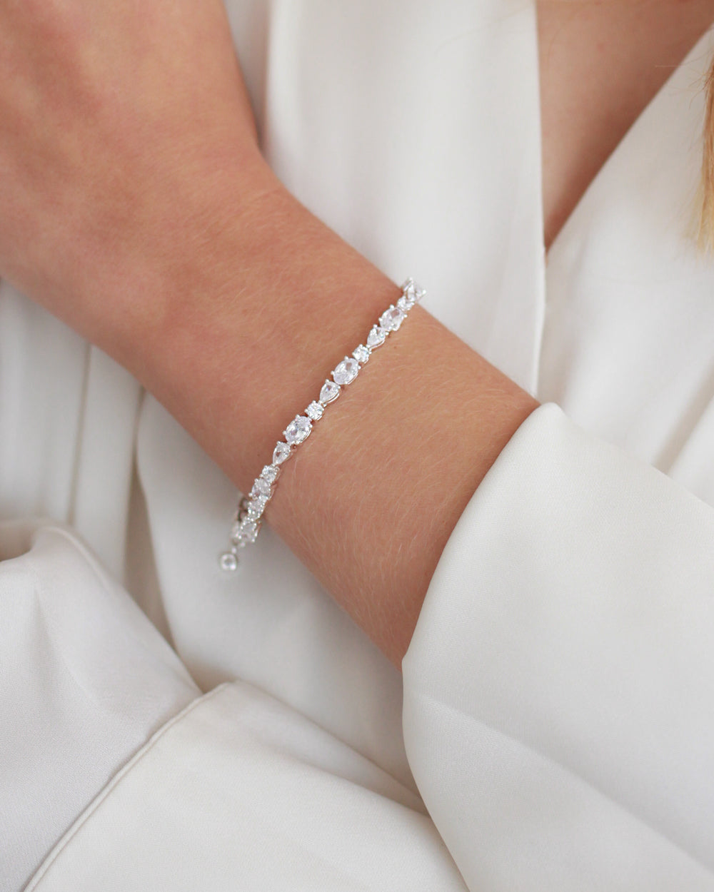 Sloane Crystal Tennis Bracelet for Women - Elegant 14K Gold Plated Cubic Zirconia Bracelet | Perfect for Weddings, Parties & Everyday Luxury Jewelry