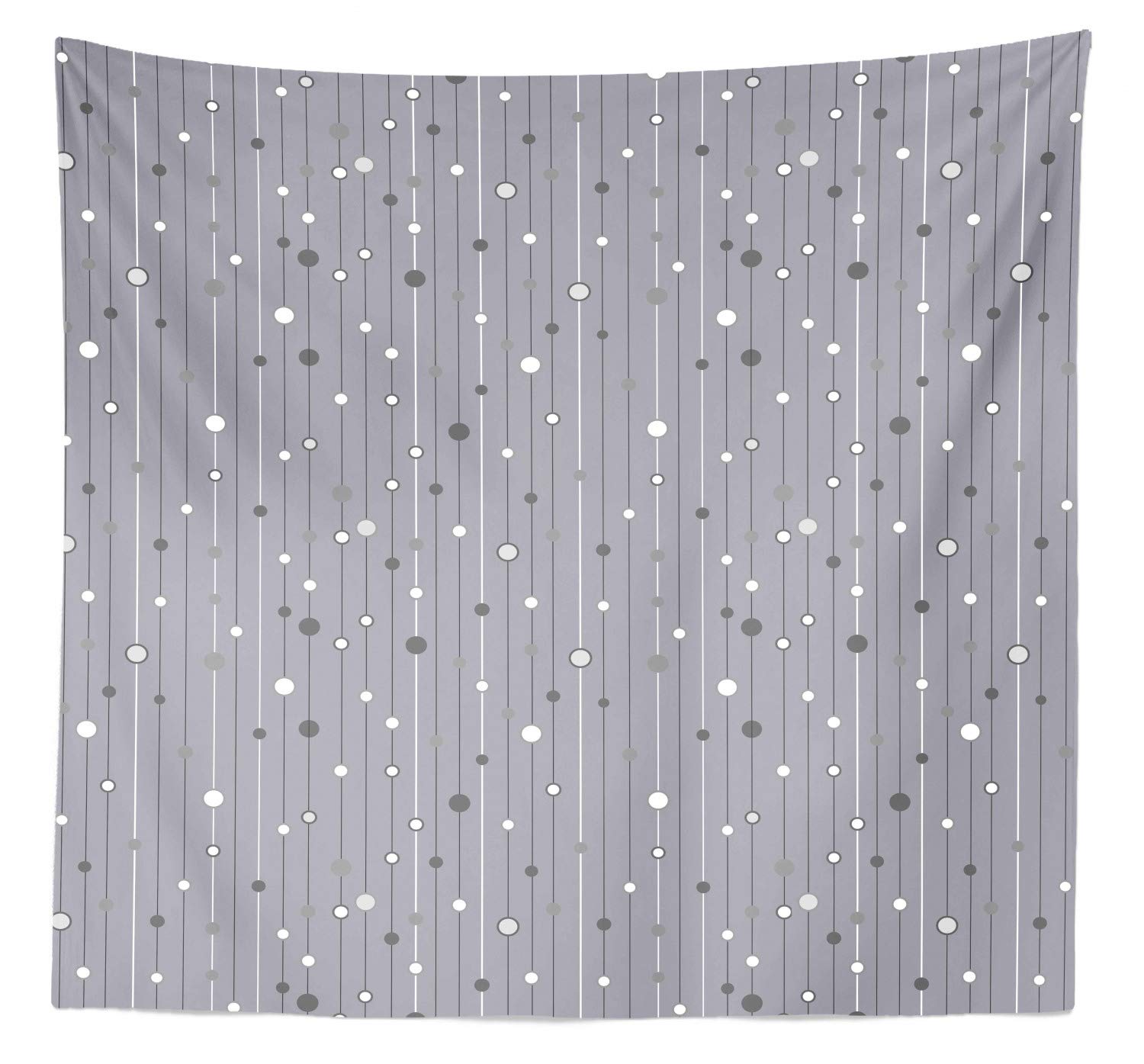Ambesonne Geometric Tapestry Queen Size - Polka Dots & Vertical Stripes Wall Hanging, Bedspread & Wall Decor (88x88 Inches) - Purple Blue & Dimgray for Bedroom, Dorm, or Living Room Aesthetic Upgrade