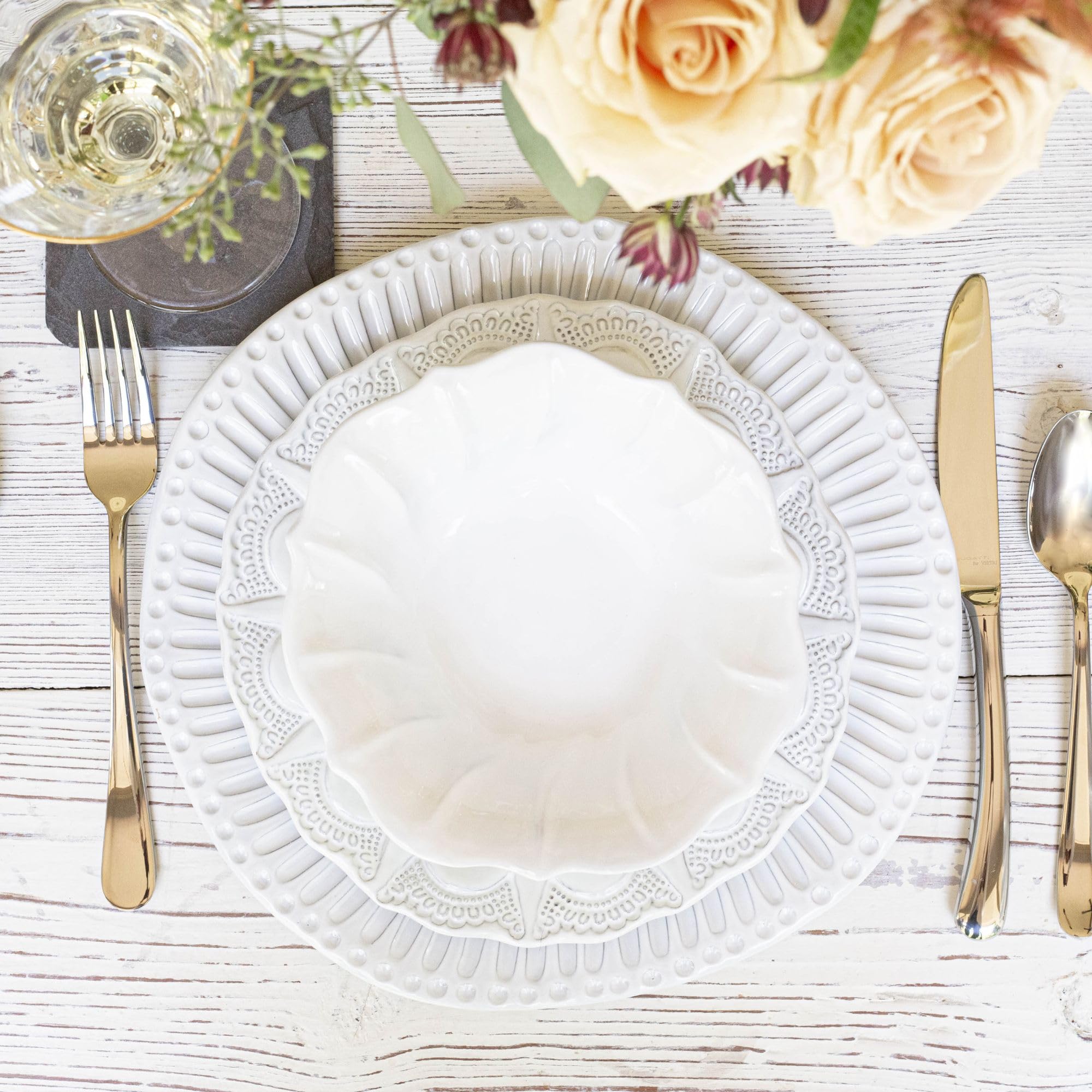 Vietri Incanto White Ruffle Pasta Bowl - 9.75