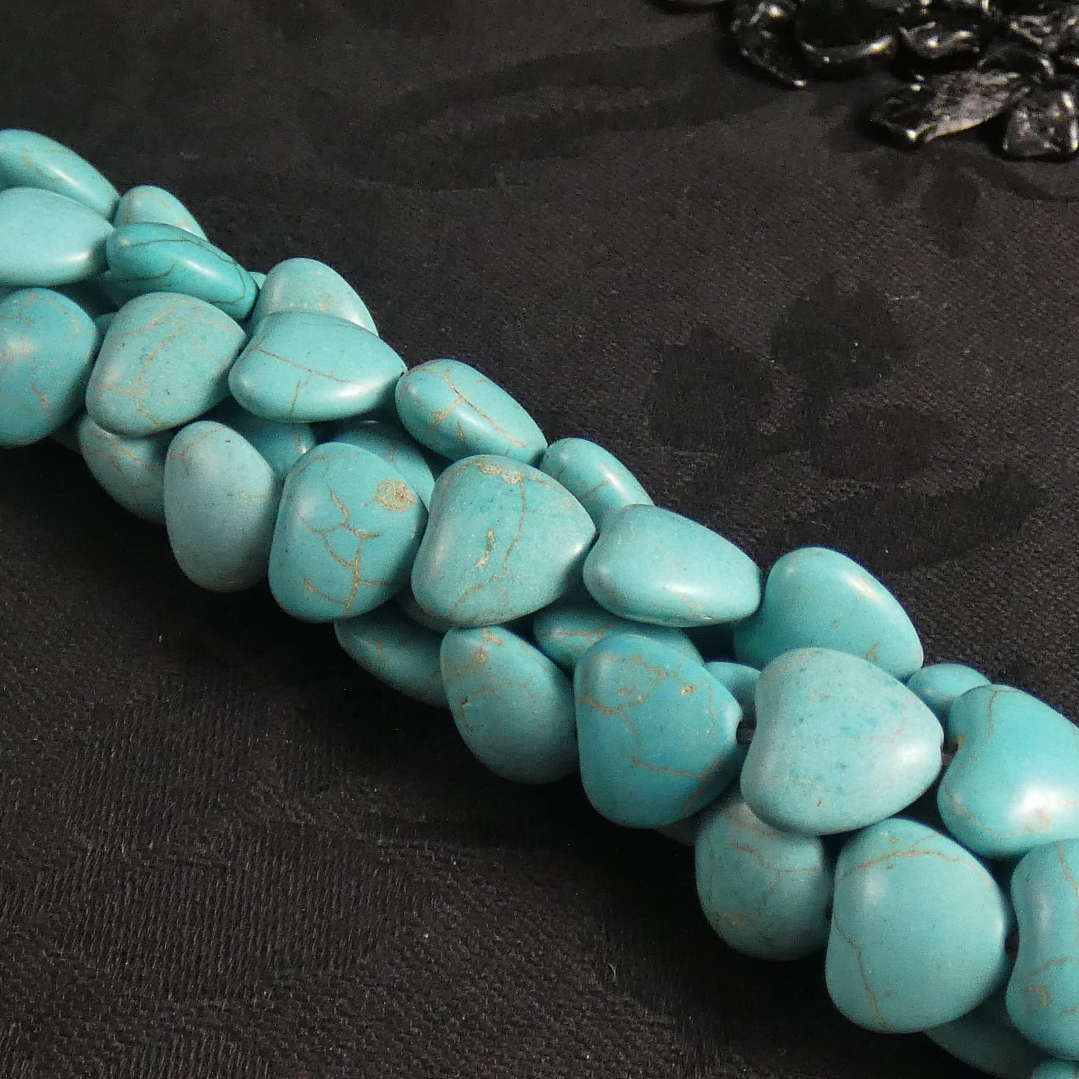 Blue Magnesite Heart Bead Strands for Jewelry Making - Natural Gemstone Beads for Necklaces, Bracelets & DIY Crafts - Perfect for Boho, Spiritual & Healing Jewelry Designs