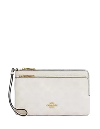 Coach Double Zip Wallet in Signature Canvas - Stylish & Durable Crossbody Wallet for Women | Perfect for Everyday Use, Travel & Shopping