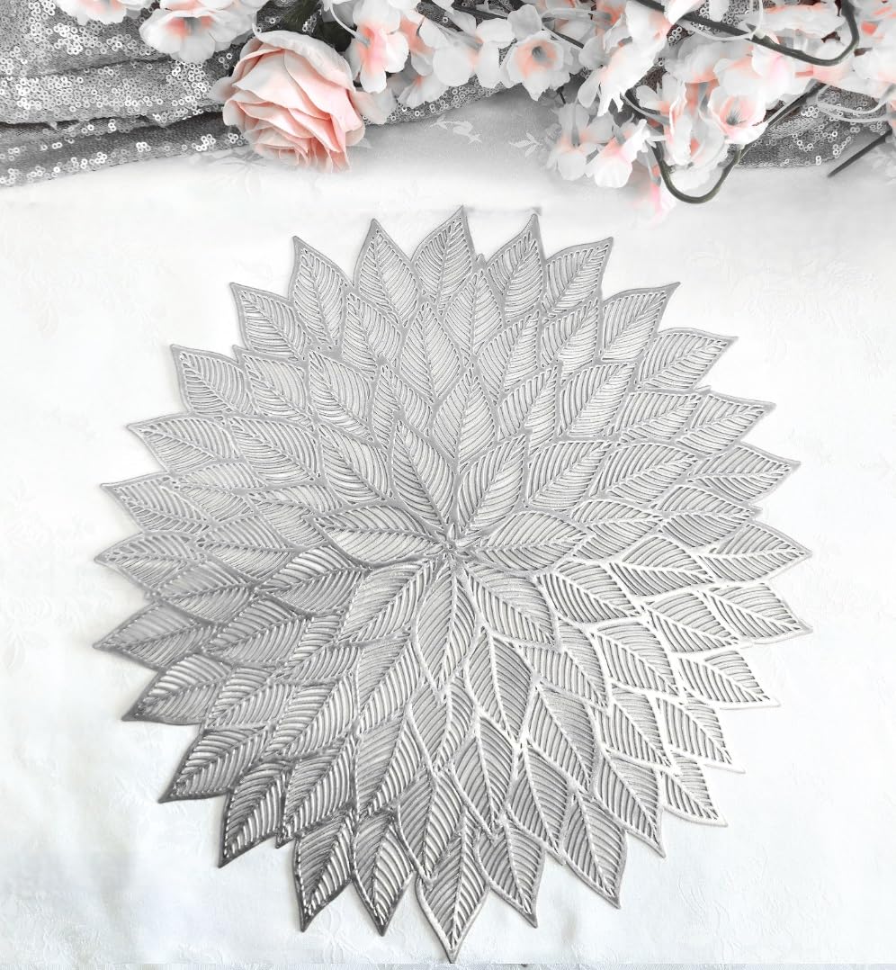 120-Piece Metallic Vinyl Placemats Set - Shiny Silver Pressed Place Mats for Weddings, Parties & Special Occasions - Elegant Table Decor & Centerpiece Accent