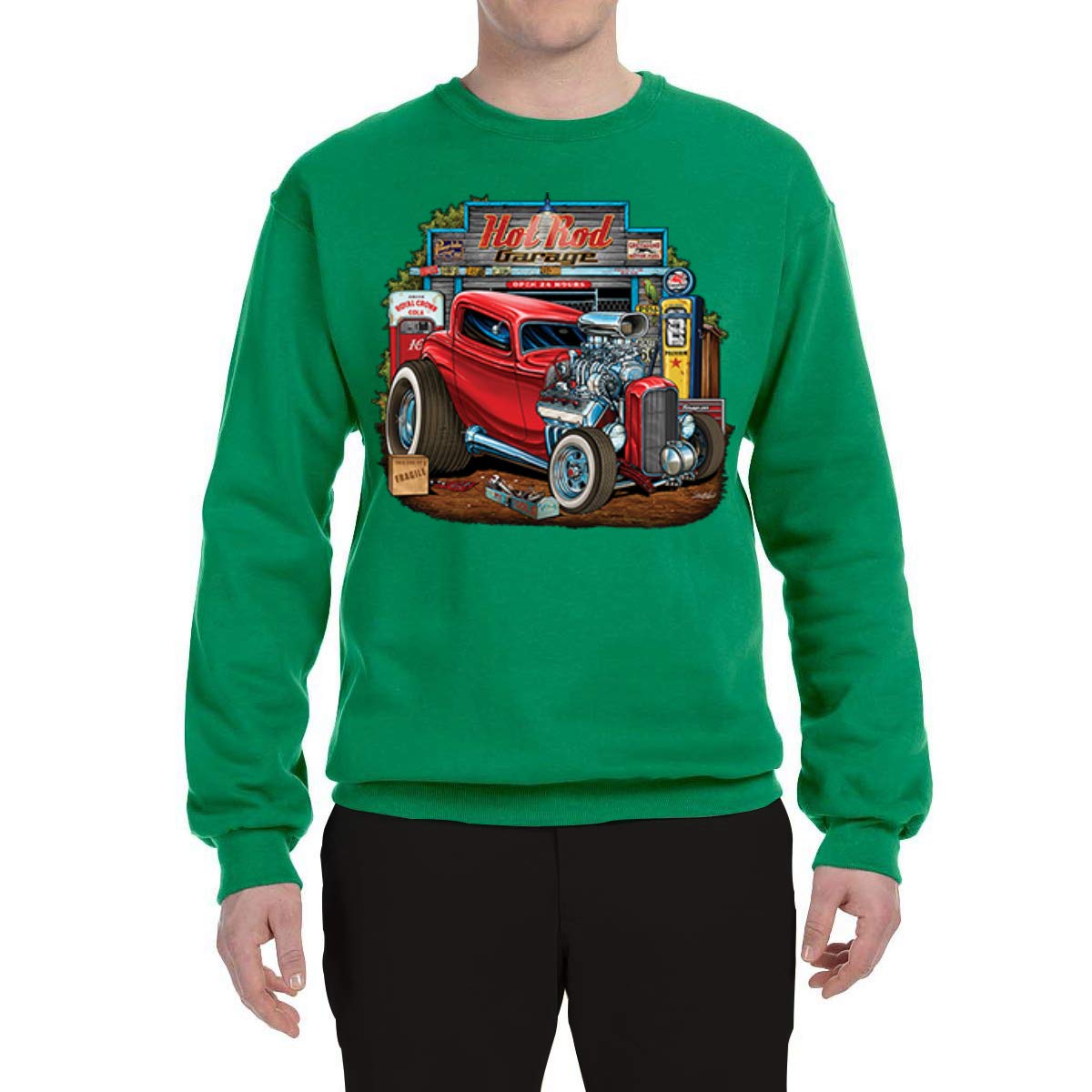 Vintage Hot Rod Graphic Sweatshirt - Wild Bobby Retro Garage Cars & Trucks Unisex Crewneck Pullover for Casual Wear & Car Enthusiasts