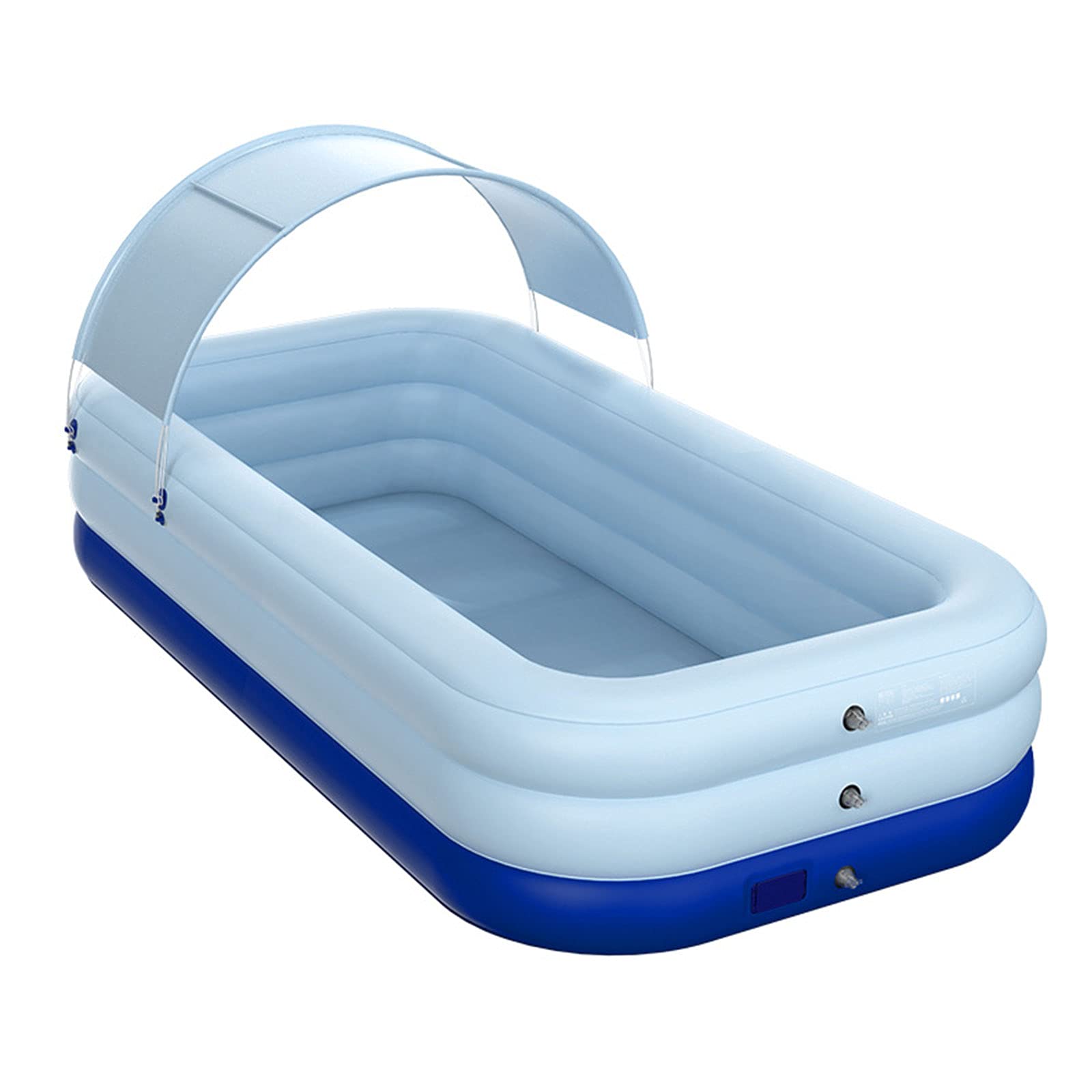 **Automatic Inflatable Swimming Pool for Kids & Adults - 83 x 59 x 27 Inch Large Rectangle Outdoor PVC Family Pool with Awning & Wireless Air Pump - Perfect for Backyard, Garden, and Summer Fun**