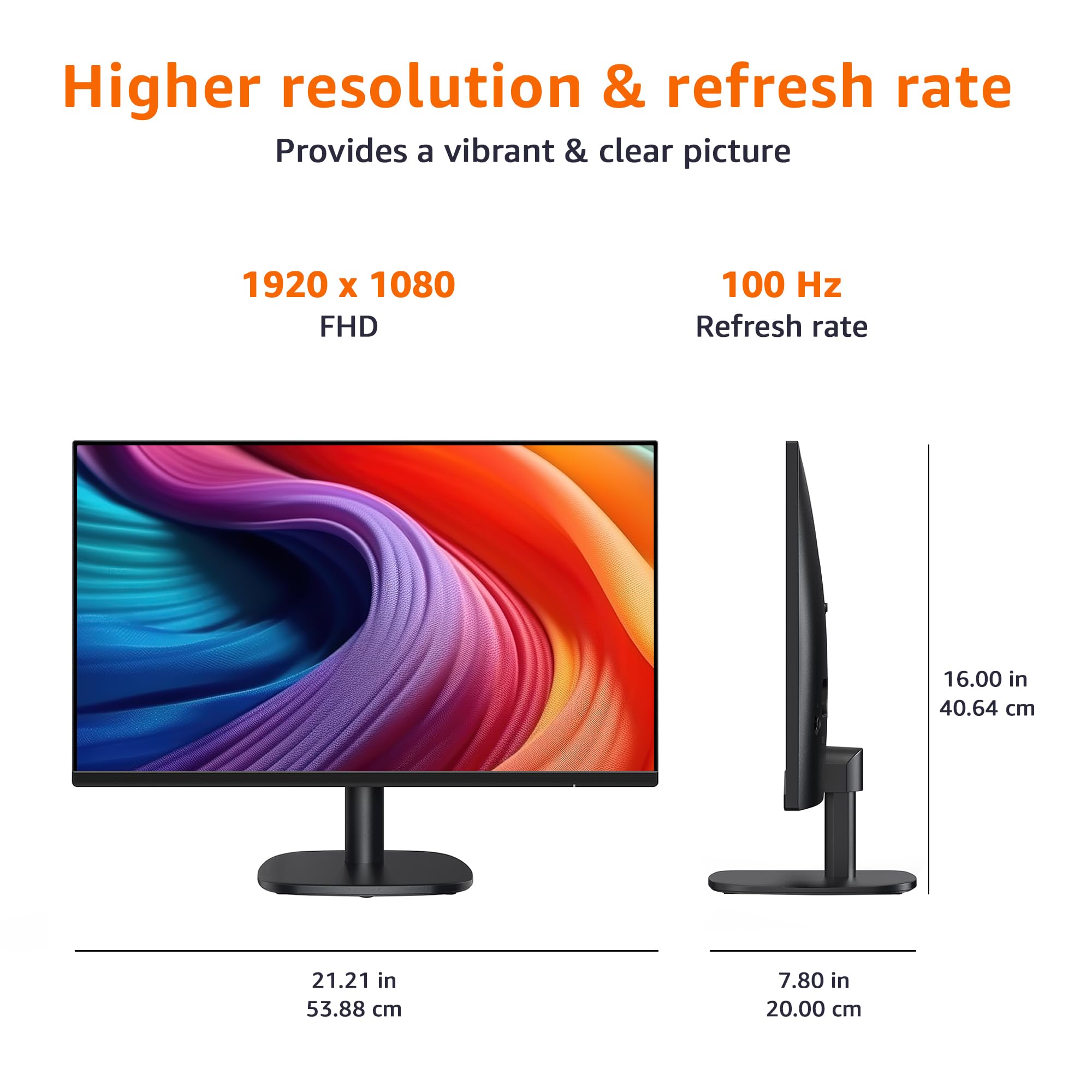 Amazon Basics 24-inch FHD 1080P Monitor with 100Hz Refresh Rate, VESA Mount Compatible, Built-in Speakers - Ideal for Home Office, Gaming & Entertainment (Black)