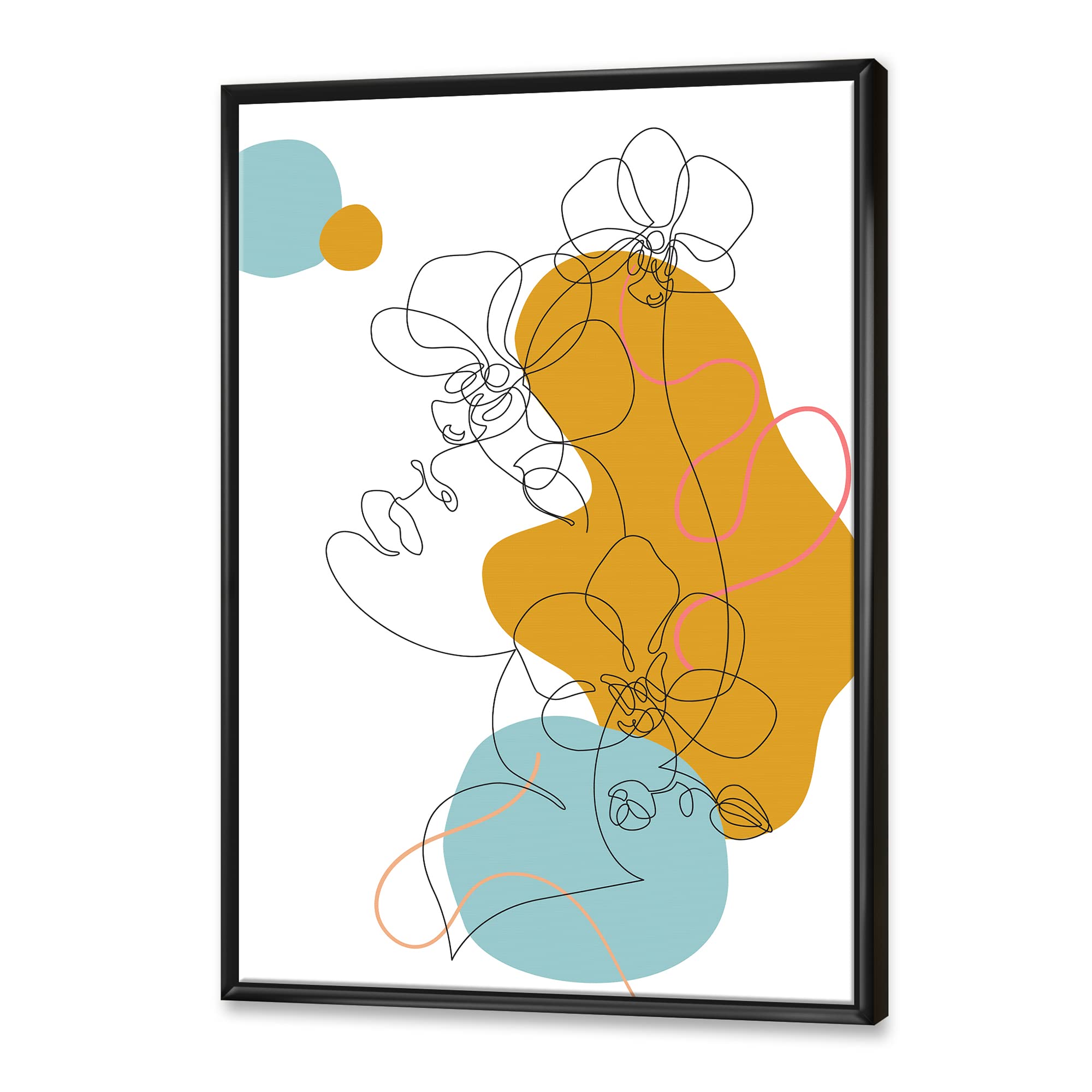 One Line Drawing Wall Art - Modern Framed Canvas Print for Women | Elegant Home Decor for Living Room, Bedroom & Office