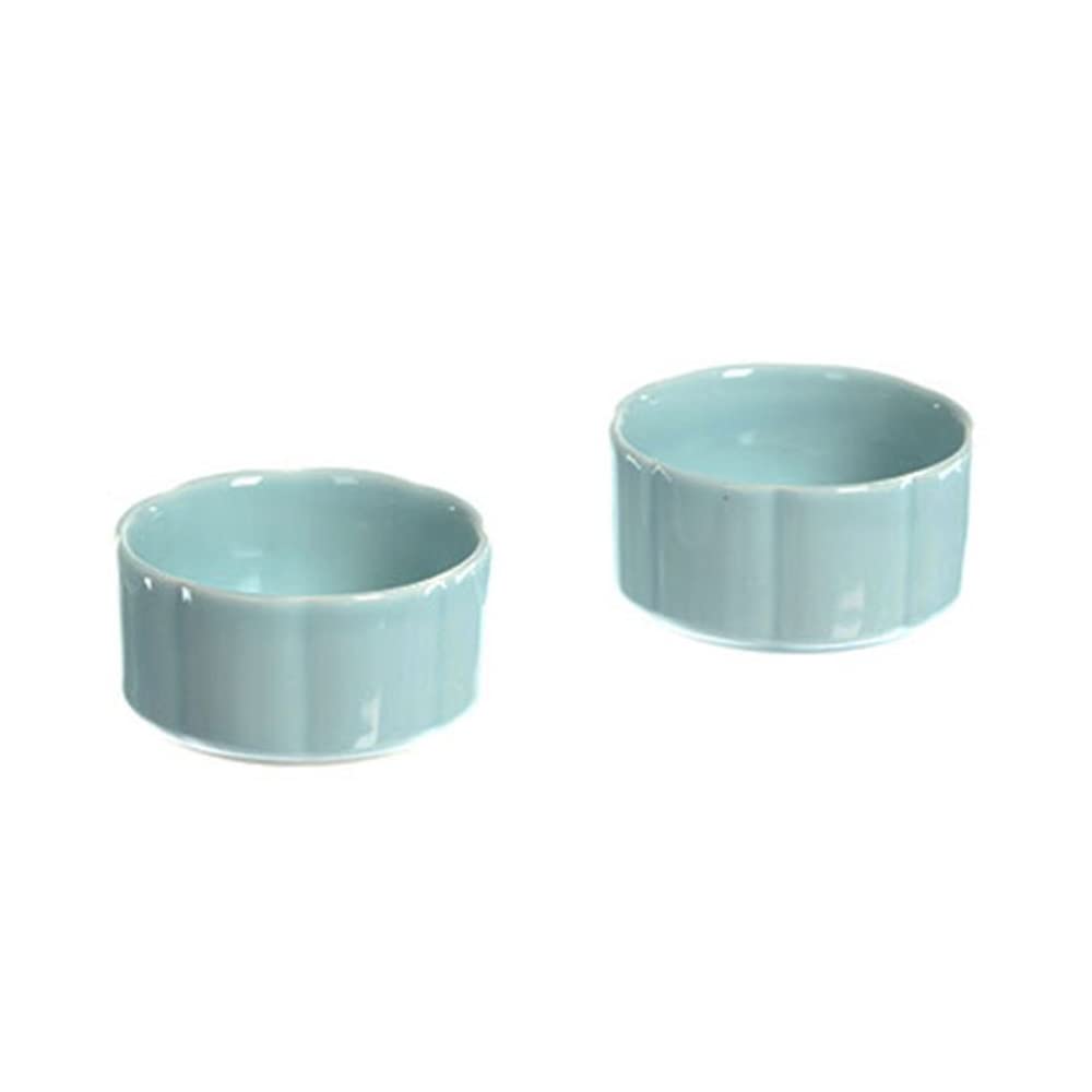 Premium Celadon Porcelain Tea Cups Set of 2 - Handcrafted Blue Glaze Ceramic Cups (7.5x7.5x3.8cm) - Perfect for Chinese Tea Ceremony, Home Decor & Gift Giving