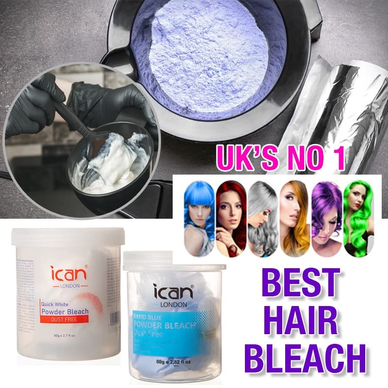 ICAN LONDON Professional 40 Volume 12% Cream Peroxide 250ml with Rapid Blue Powder Bleach 80g Kit - Hair Lightening & Bleaching Set for Salon & Home Use