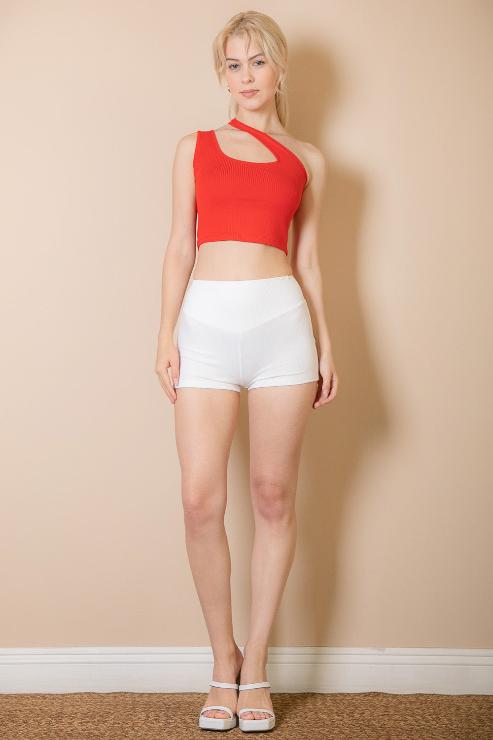 Sexy Ribbed One Shoulder Cross Strap Crop Top for Women | Fashion Summer T-Shirt | Perfect for Beach, Party & Night Out