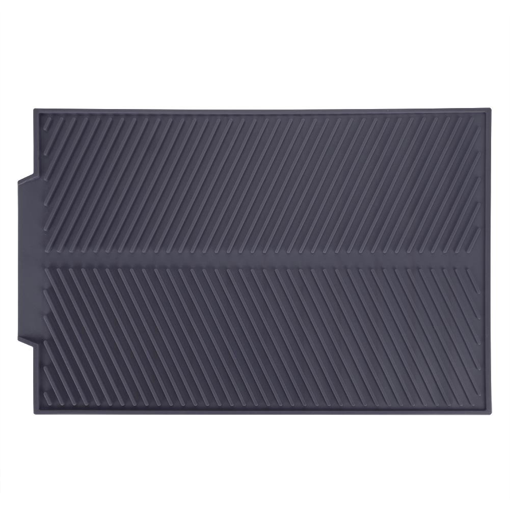 Neufday Rectangle Silicone Drain Mat - Heat Resistant, Slip-Proof Dish Drying Pad for Kitchen Sink (Grey) | Perfect for Drying Dishes, Utensils & Cookware