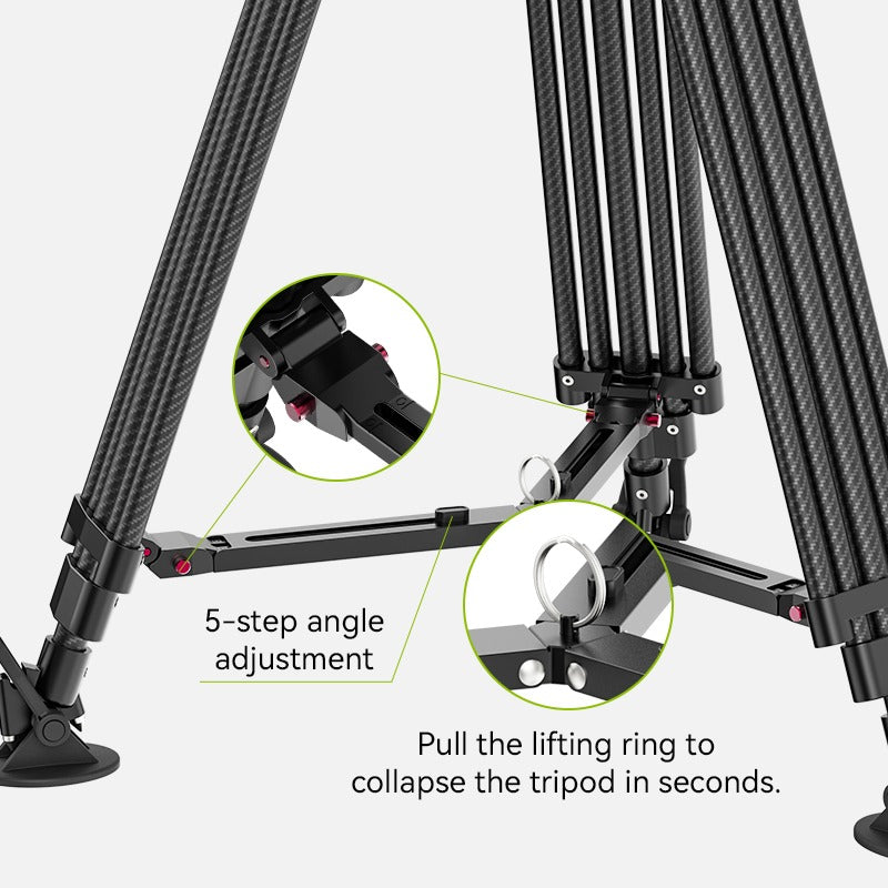 Ulanzi VideoFast Heavy Duty Tripod Kit - Professional Camera Stand with Quick Release Plate for DSLR, Mirrorless, Camcorder - Perfect for Vlogging, Live Streaming & Outdoor Photography