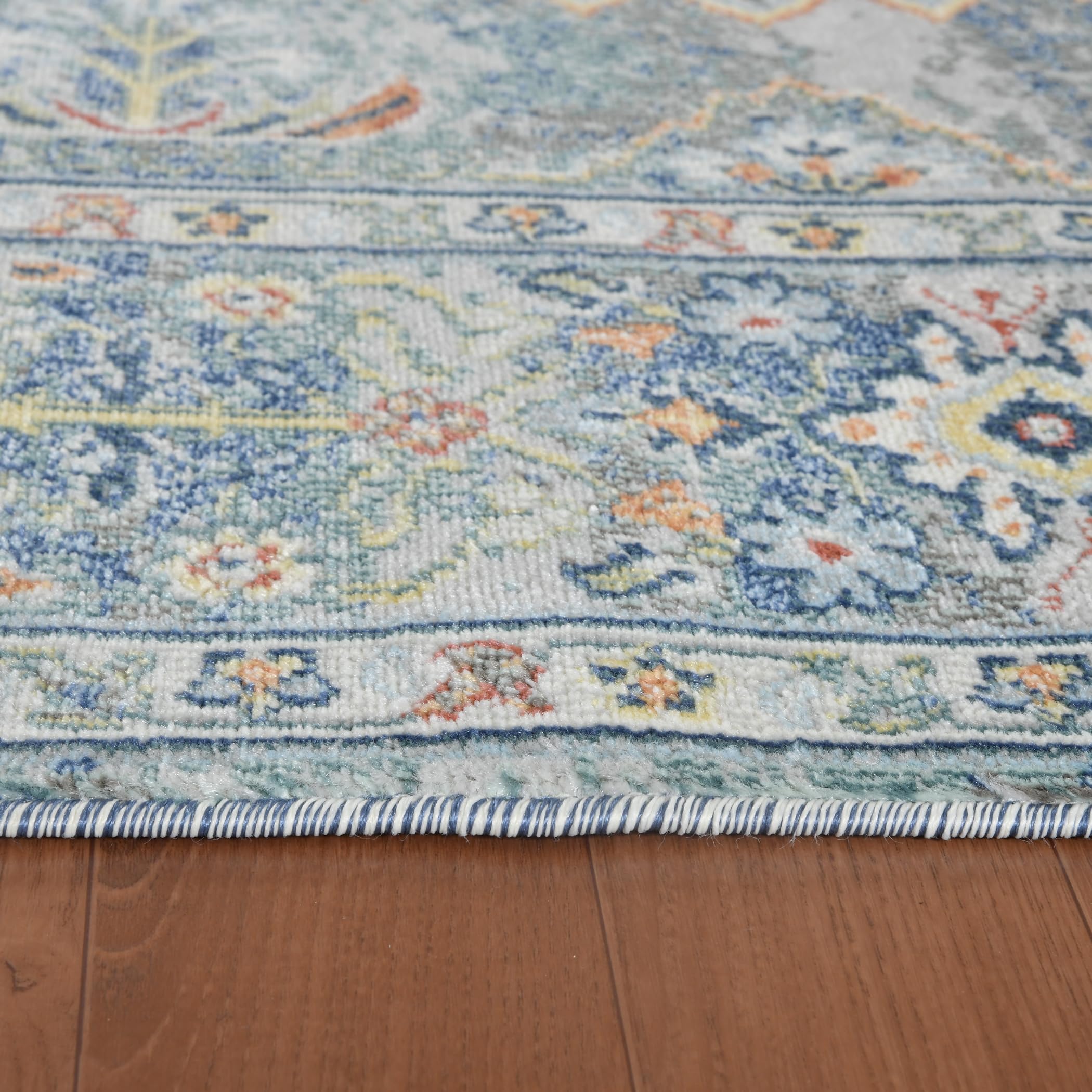 AMER Rugs Bohemian Marco Collection 5x7 Indoor/Outdoor Area Rug - Blue | Non-Slip Living Room, Bedroom, Dining Room & Kitchen Rug | Perfect for Boho Home Decor & High Traffic Areas
