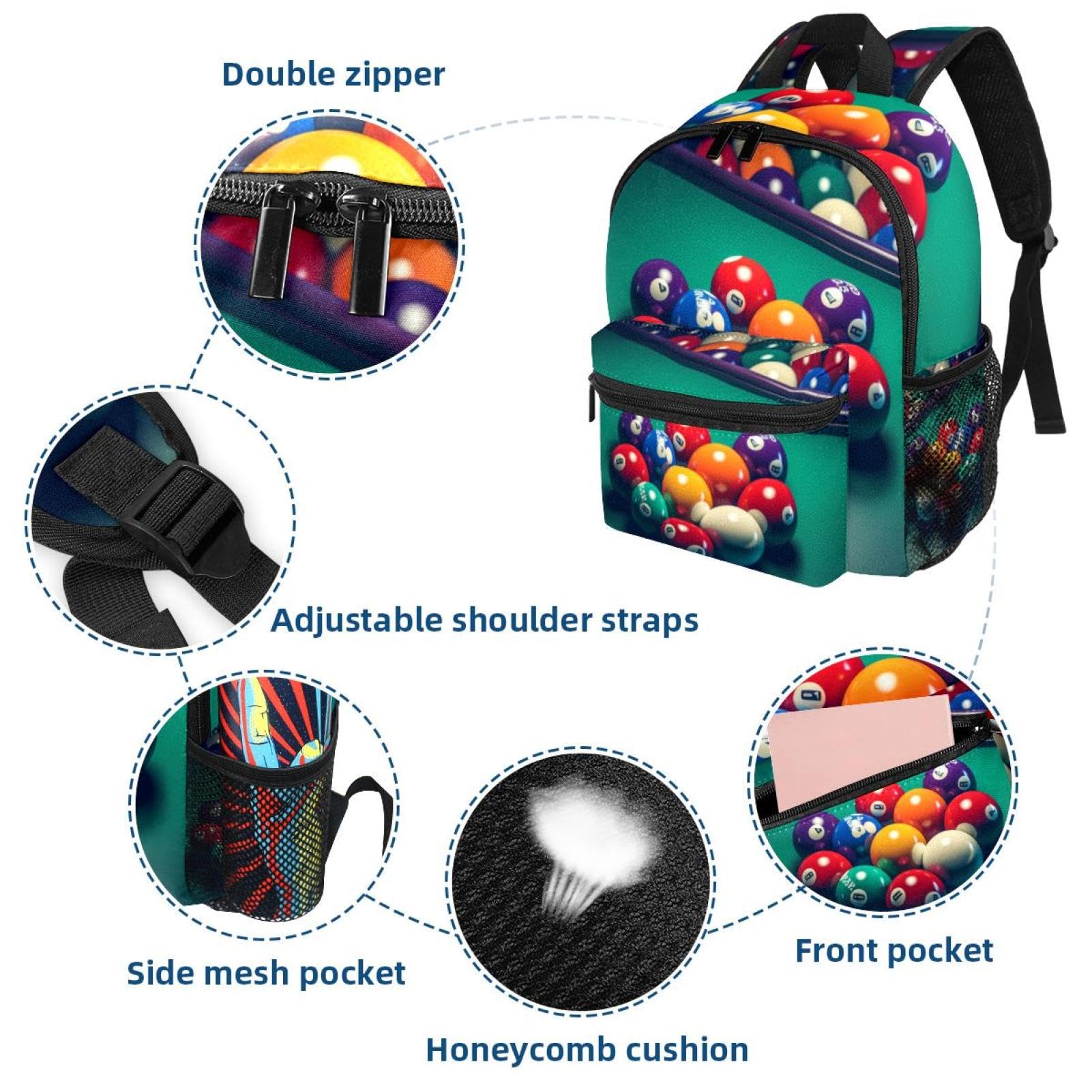 Stylish Travel Backpack for Women & Men - Durable Carry-On Backpack for Billiards, Hiking, Commuting & Outdoor Adventures