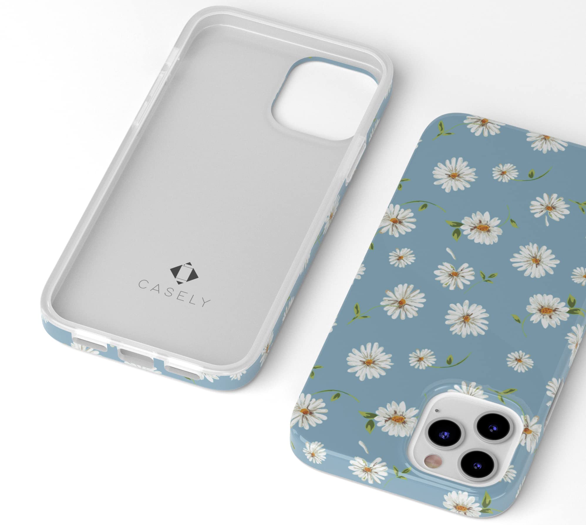 Casely iPhone 12/12 Pro Case - Daisy Daydream Baby Blue Floral Ultra-Slim Protective Cover | Perfect for Everyday Use, Office & Travel