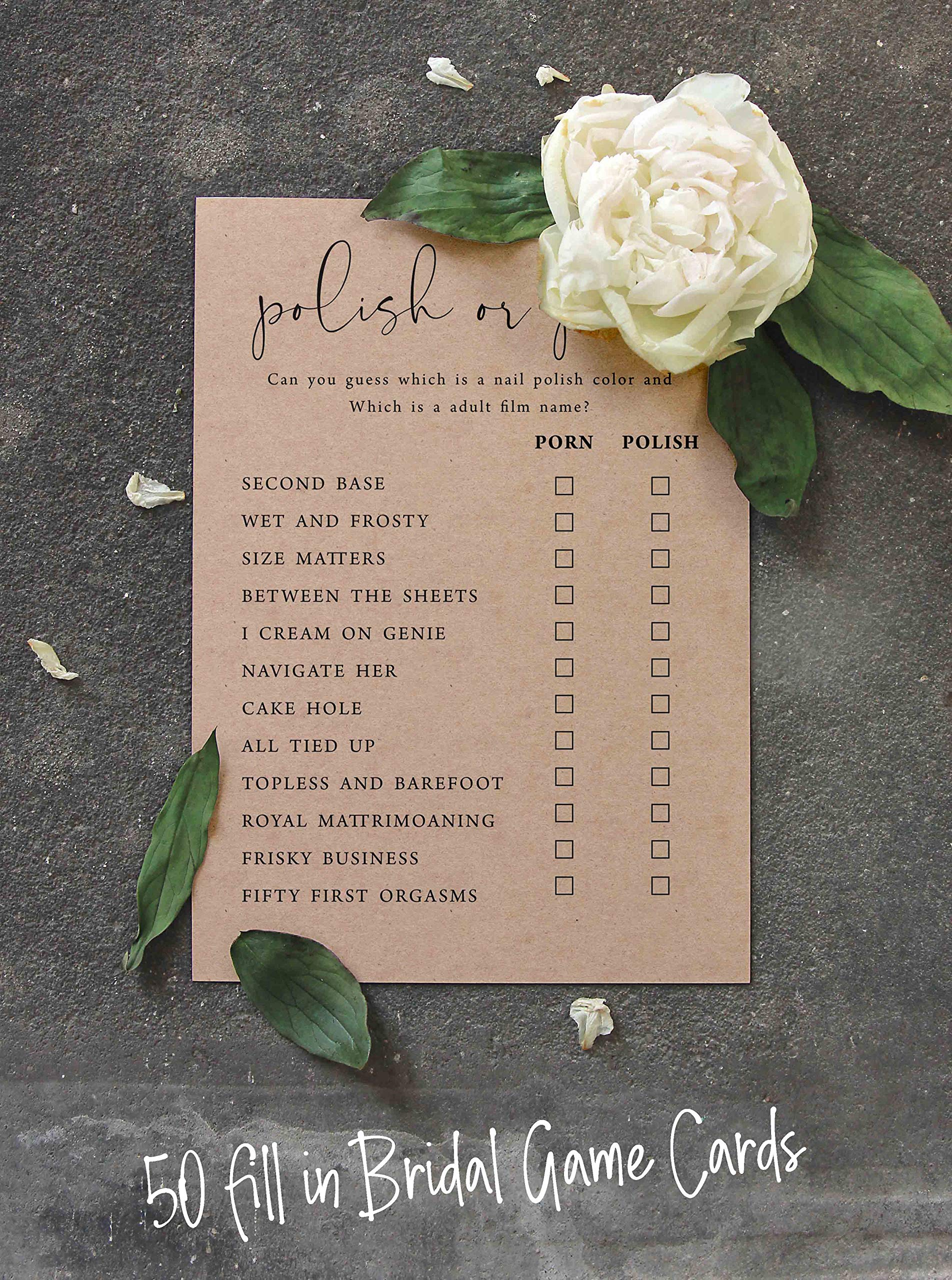 50-Pack Bulk Party Game Cards - Rustic Kraft Paper Bachelorette & Bridal Shower Activity Set - Perfect for Bachelorette Parties, Wedding Showers & Girls' Night Games