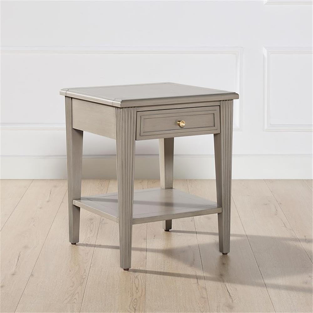 Jennifer Taylor Home Dauphin Storage Shelf Side Table - Grey Cashmere Finish | Stylish End Table for Living Room, Bedroom & Office Organization