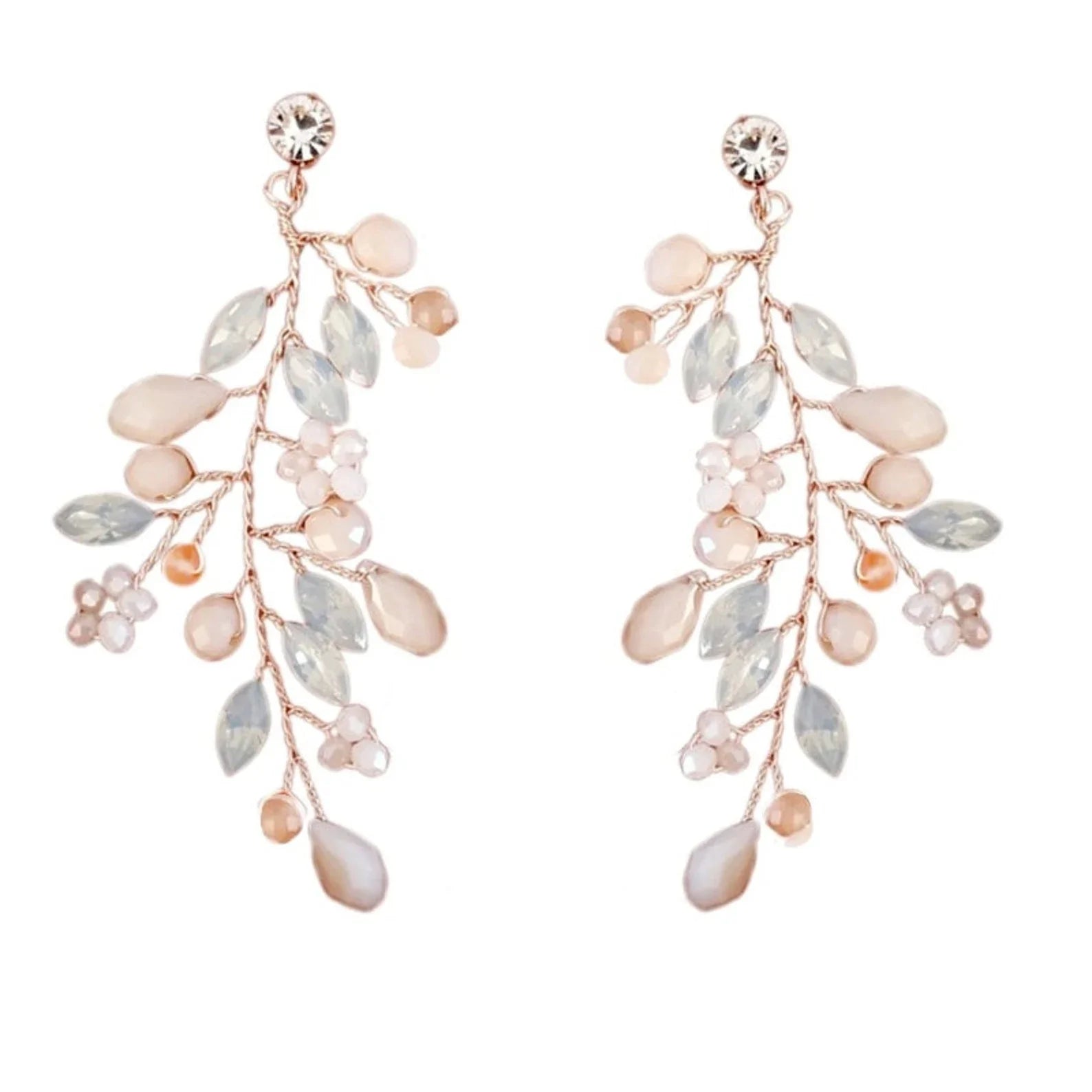Elegant Blush Pink Pearl Wedding Earrings for Bride - A9036 | Perfect for Bridal, Prom, and Formal Events