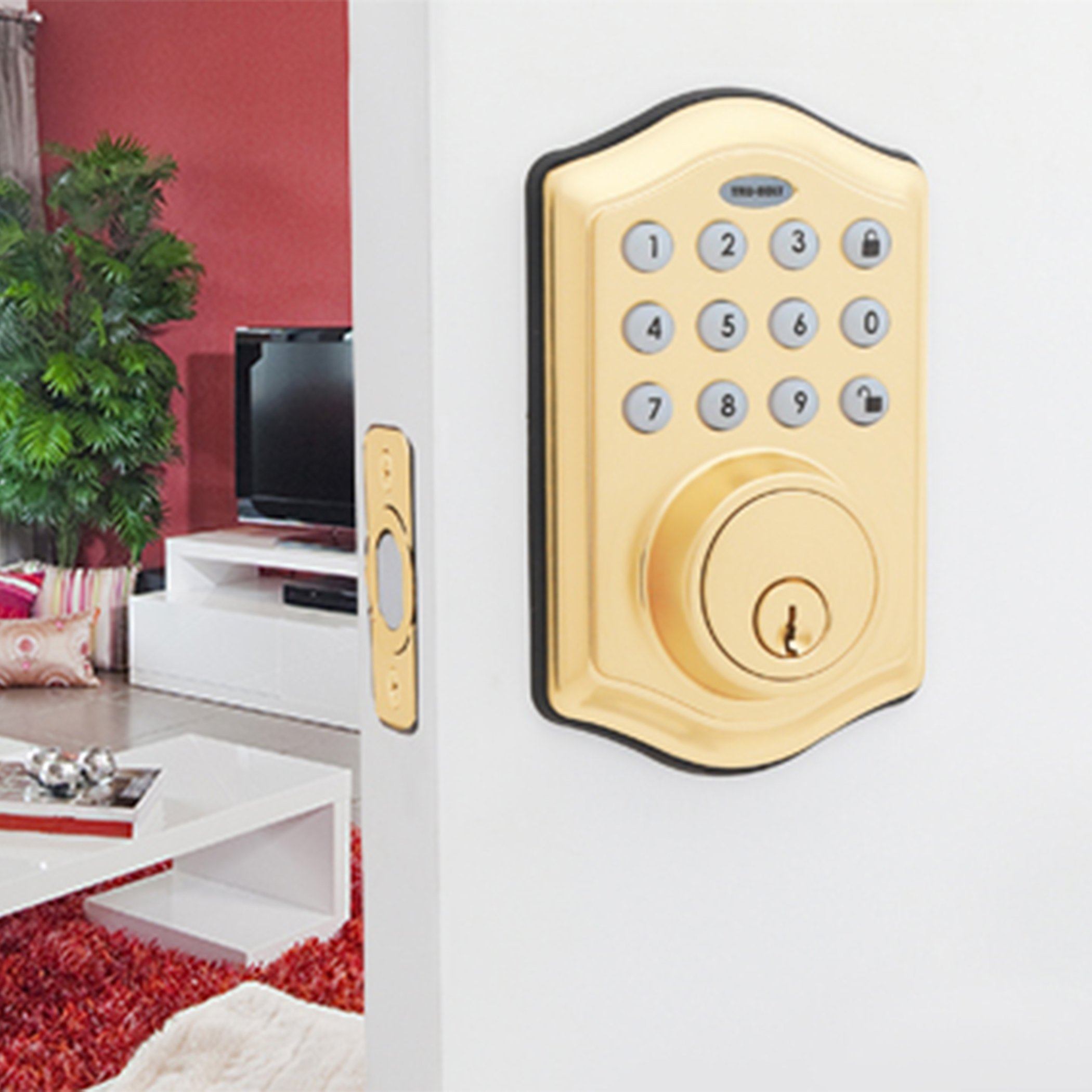 Honeywell 8712009 Electronic Deadbolt Door Lock with Keypad - Polished Brass Finish | Keyless Entry Security for Home, Office & Apartment Doors