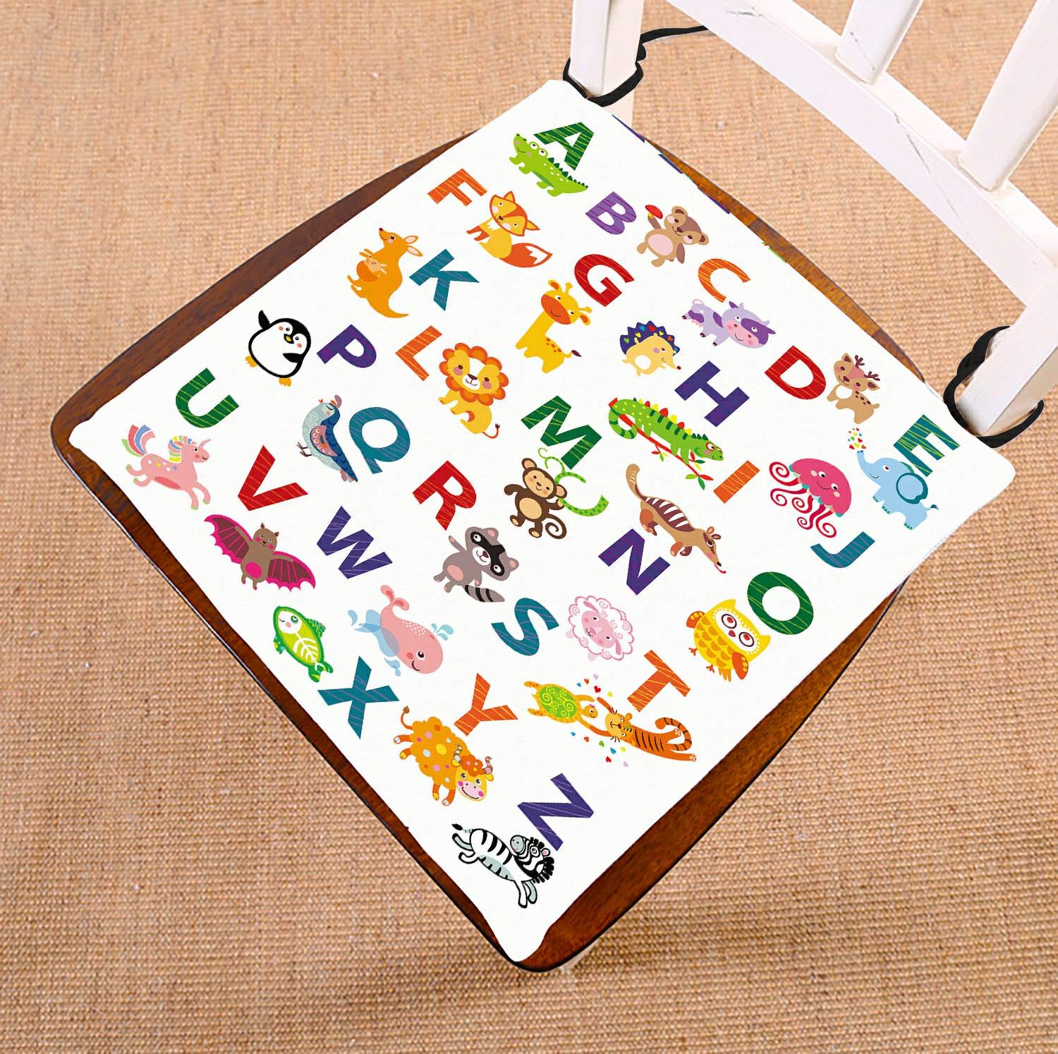 ECZJNT Animal Alphabet Bed Runner Scarf - 20x95 Inch Decorative Bed Cover for Nursery, Kids Room & Dorm - Soft Cotton Bedding Accent for Twin, Full & Queen Beds