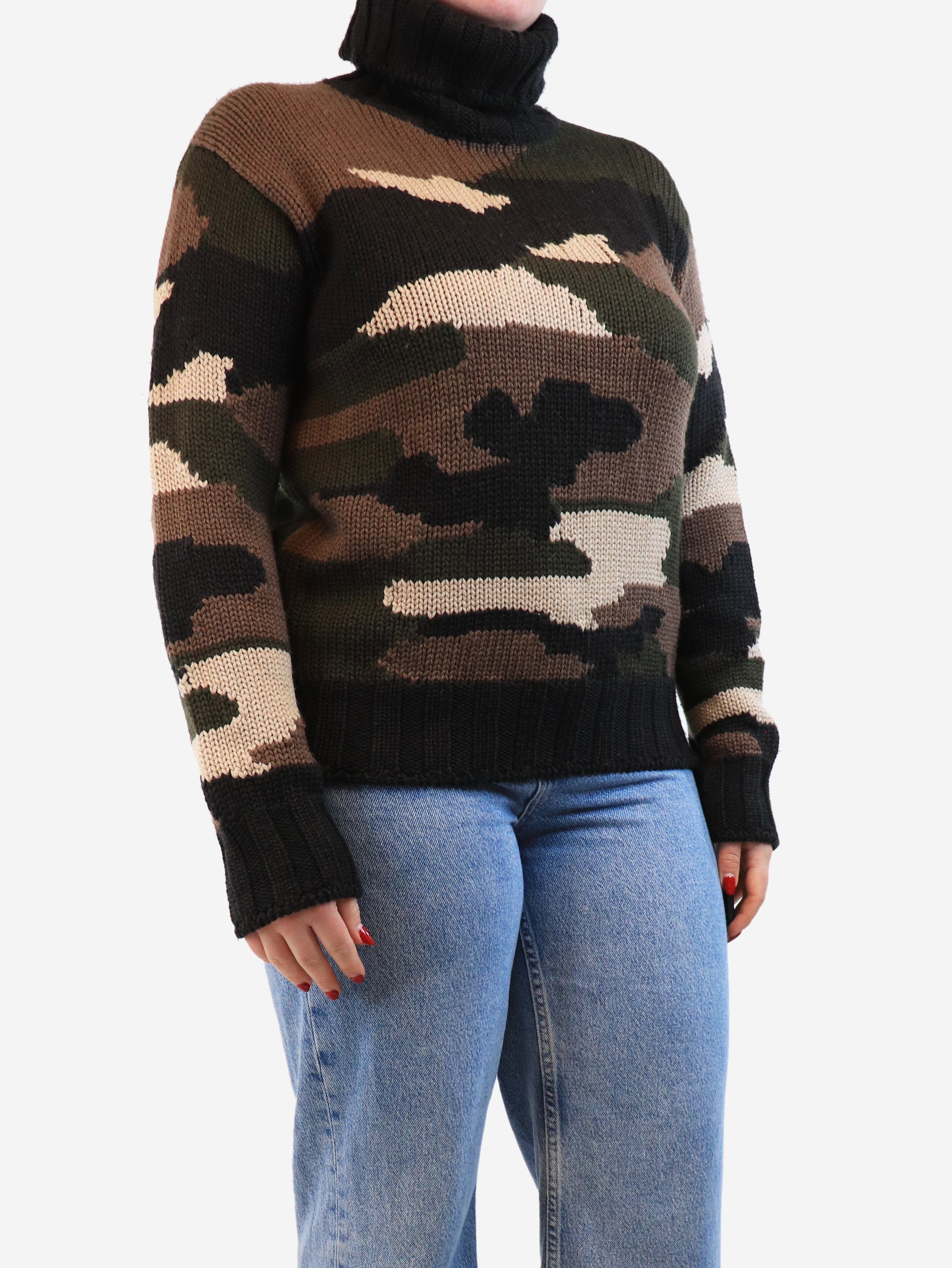 Camo Knit Roll Neck Jumper - Size L for Men | Warm & Stylish Winter Pullover for Outdoor Adventures & Casual Wear