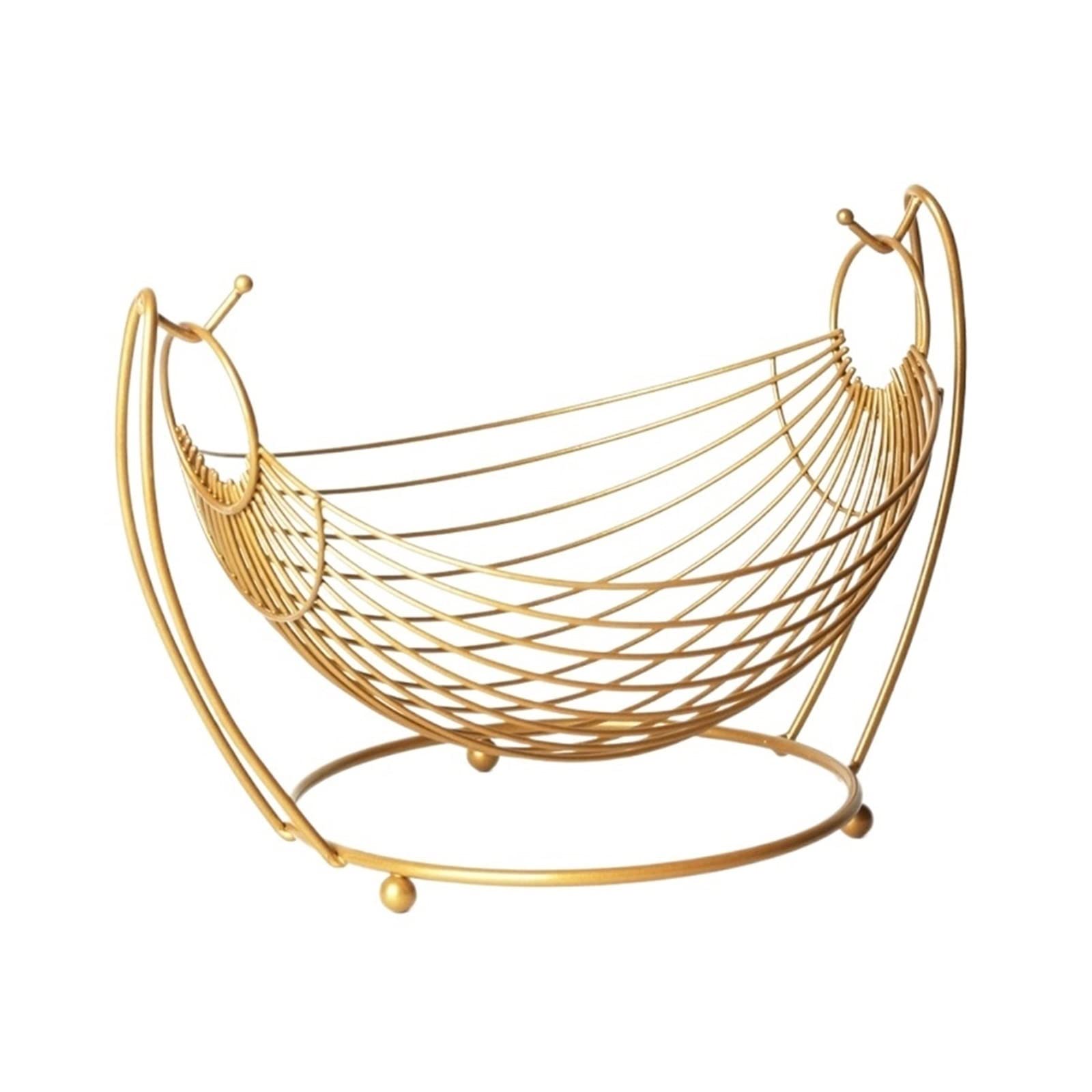 Decorative Woven Iron Wire Fruit Basket - Hammock Style Storage for Fruits, Vegetables, Snacks & Bread | Perfect for Kitchen Counter, Dining Table Display & Serving Tray