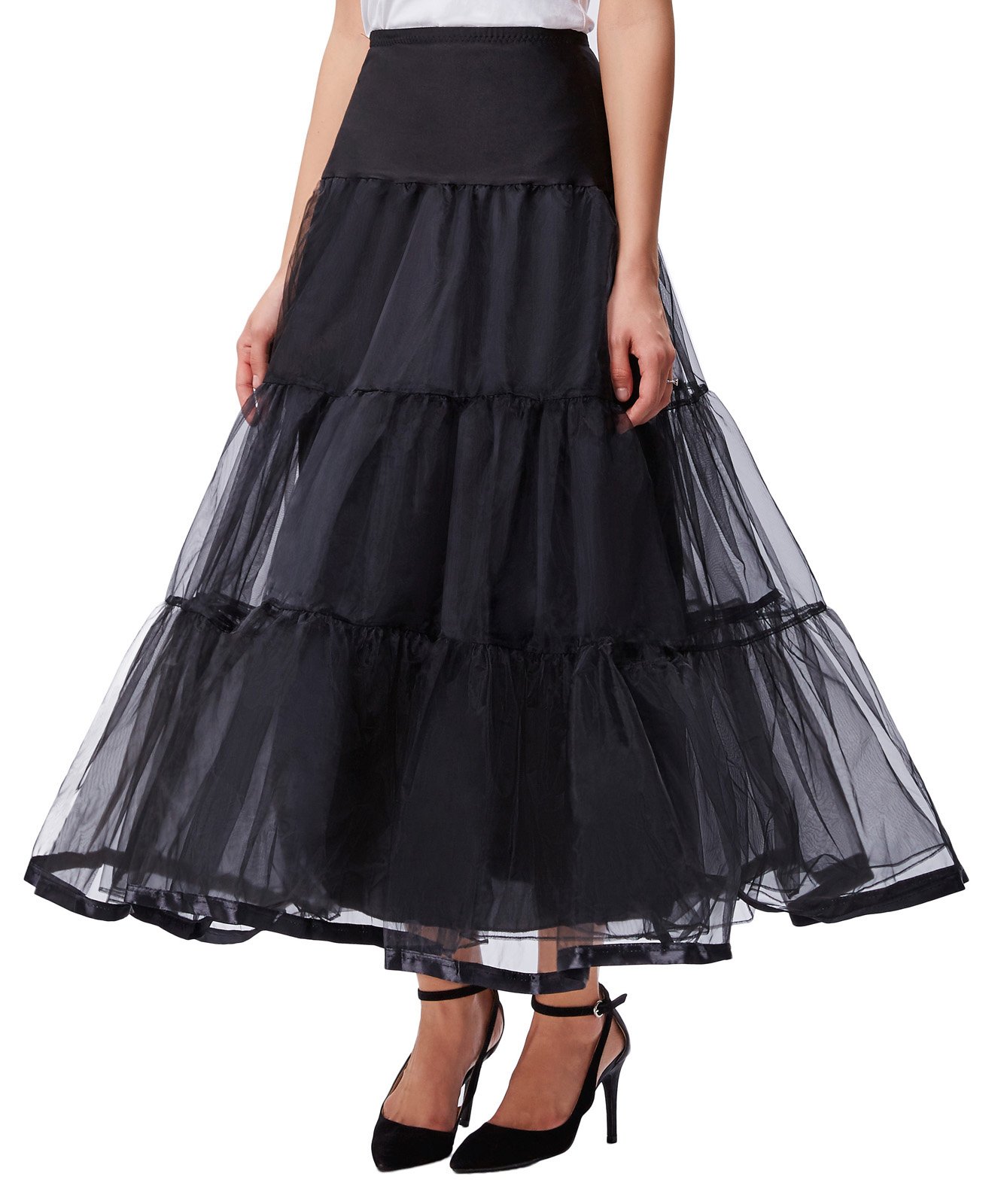 GRACE KARIN Women's Ankle-Length Petticoat Slip Underskirt for Wedding, Party & Formal Dresses - Lace Trim Crinoline Half Slip for Ball Gowns & Vintage Outfits