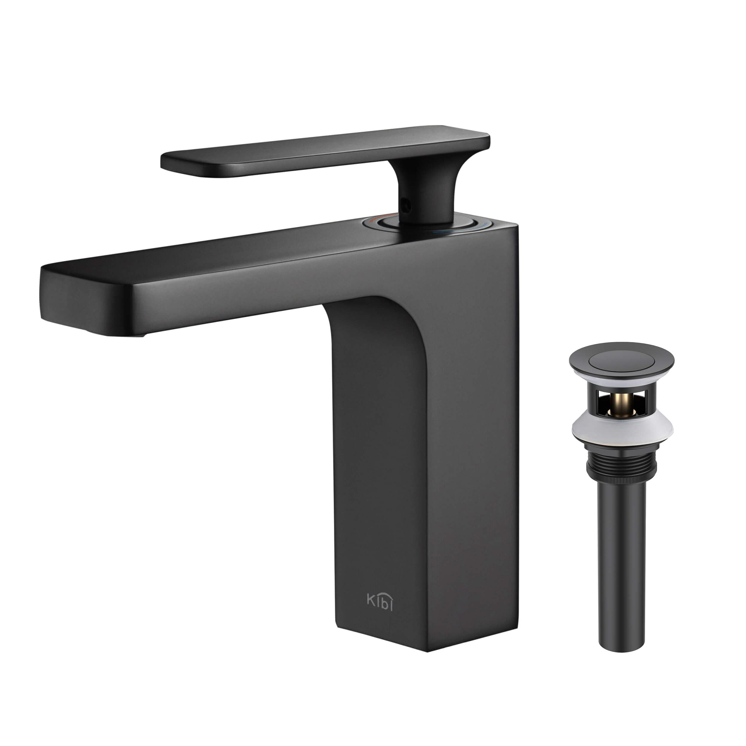 KIBI Infinity Single Handle Bathroom Vanity Sink Faucet with Pop Up Drain | Solid Brass Lavatory Faucet with High Arc Spout | Includes Water Hose for Easy Installation (Matte Black, KBF1006) | Perfect for Modern Bathroom Renovation & Home Upgrade