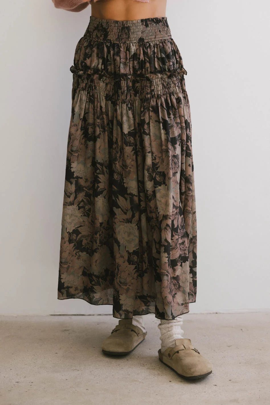Black Heather Floral Maxi Skirt for Women | Boho Summer Beach Dress | Perfect for Vacations, Weddings & Casual Outings